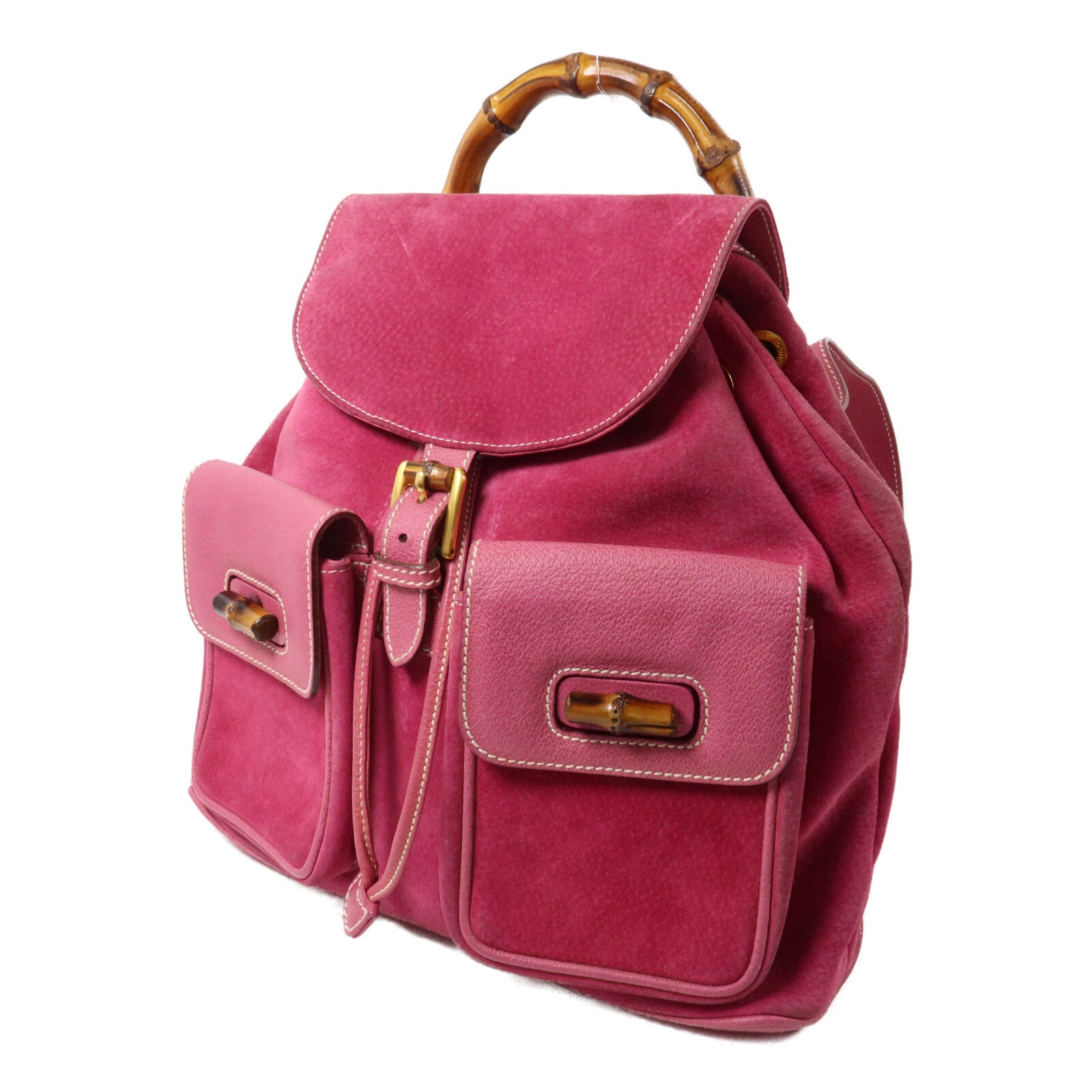 GUCCI 麂皮皮革Bamboo Backpack背包