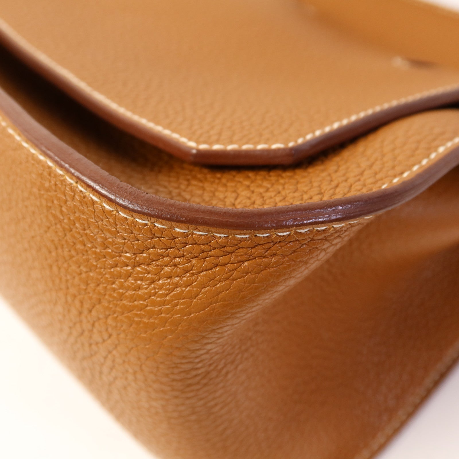 HERMES Clemence皮革Jypsiere 28銀扣肩背袋Gold