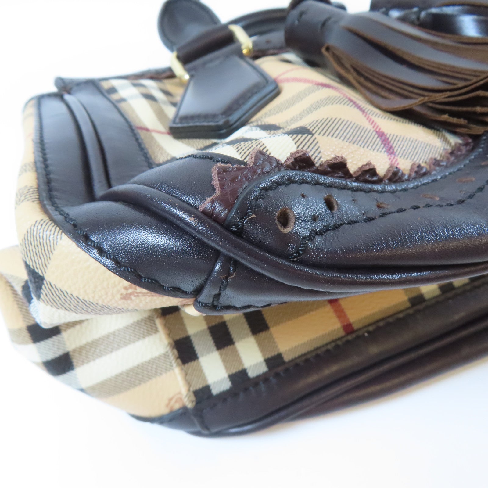 BURBERRY 【激減優惠】塗層帆布2 Way Shoulder金扣手挽肩背兩用袋啡色