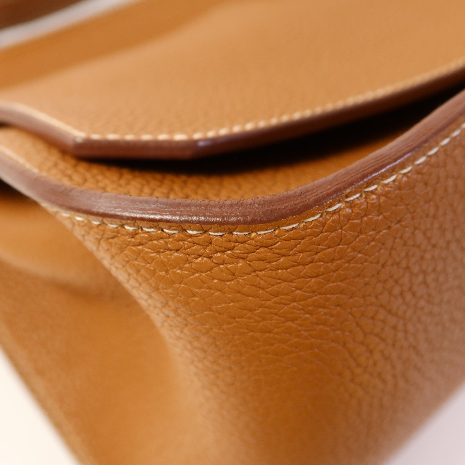 HERMES Clemence皮革Jypsiere 28銀扣肩背袋Gold