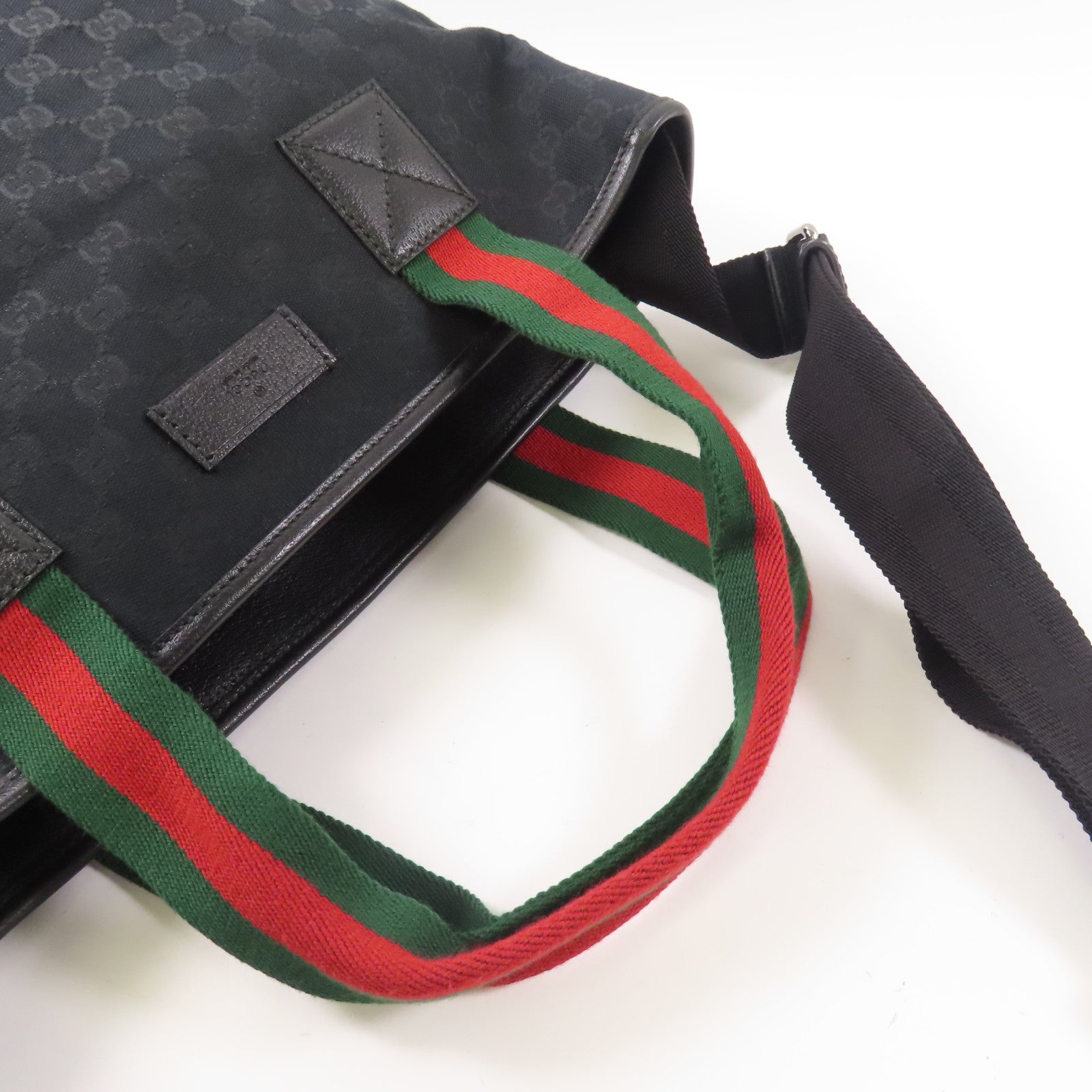 GUCCI 帆布2 Way Shoulder Bag銀扣手挽肩背兩用袋