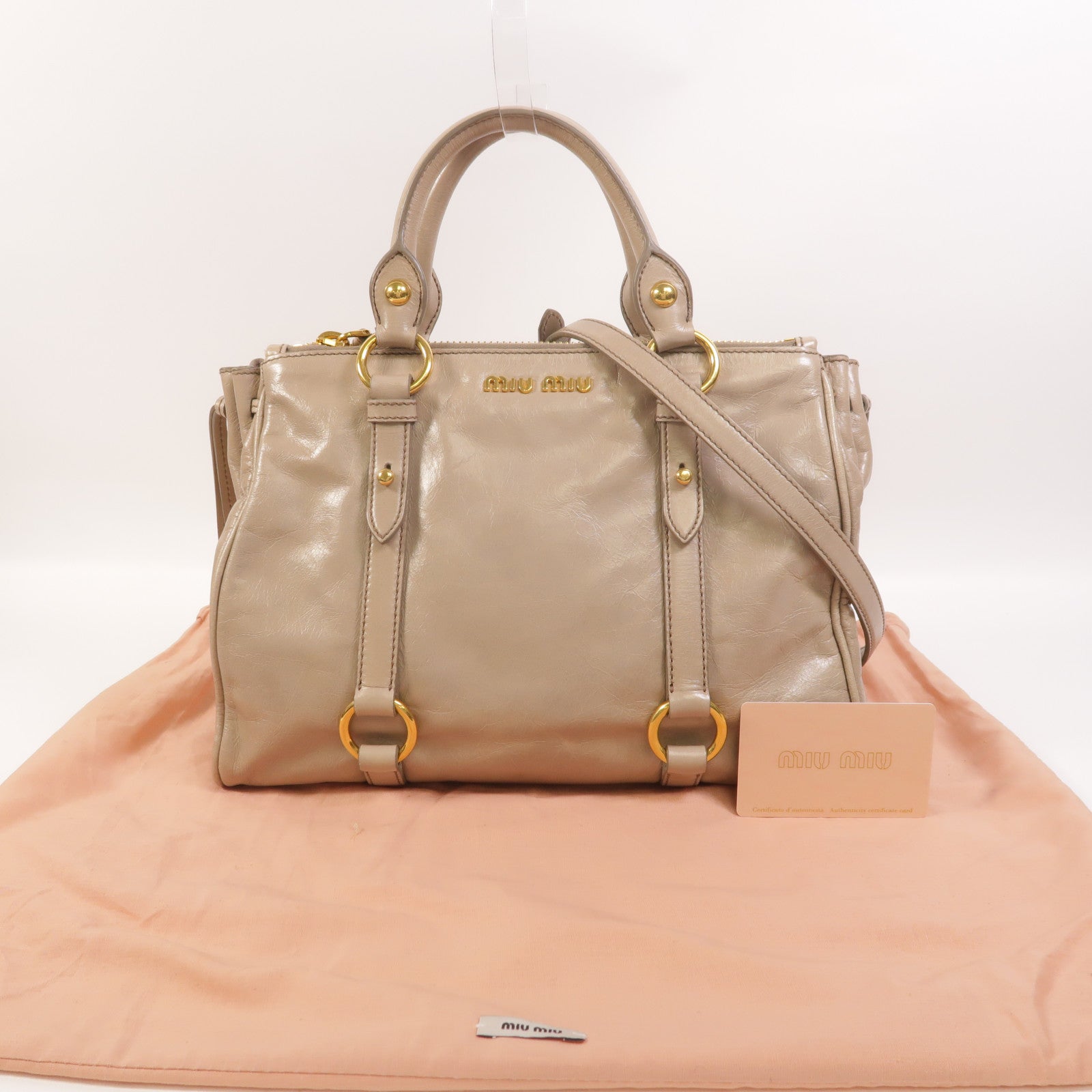 Miu Miu 牛皮皮革2 Way Shoulder手挽肩背兩用袋