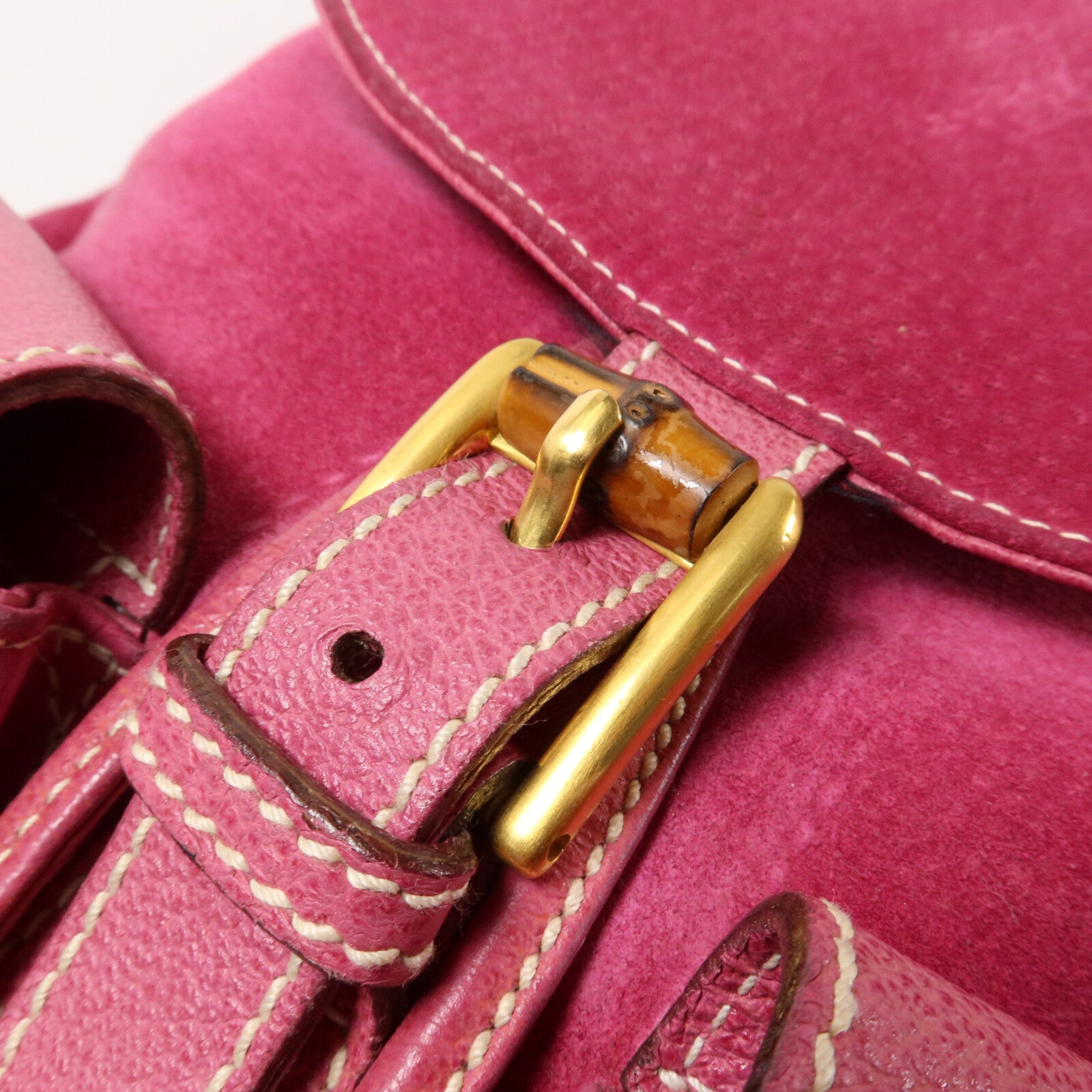 GUCCI 麂皮皮革Bamboo Backpack背包