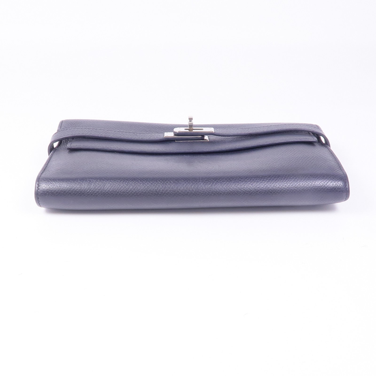 HERMES Epsom皮革Kelly Wallet銀扣長錢包Noir