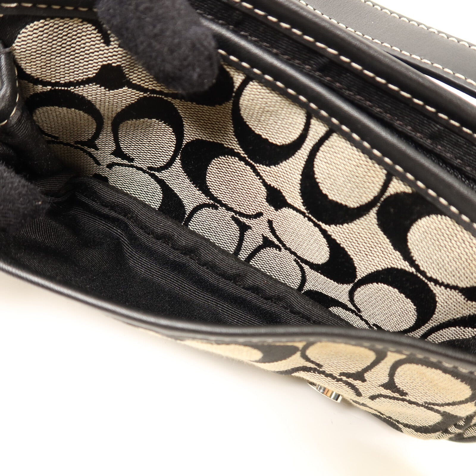 COACH 帆布Shoulder Bag銀扣肩背袋