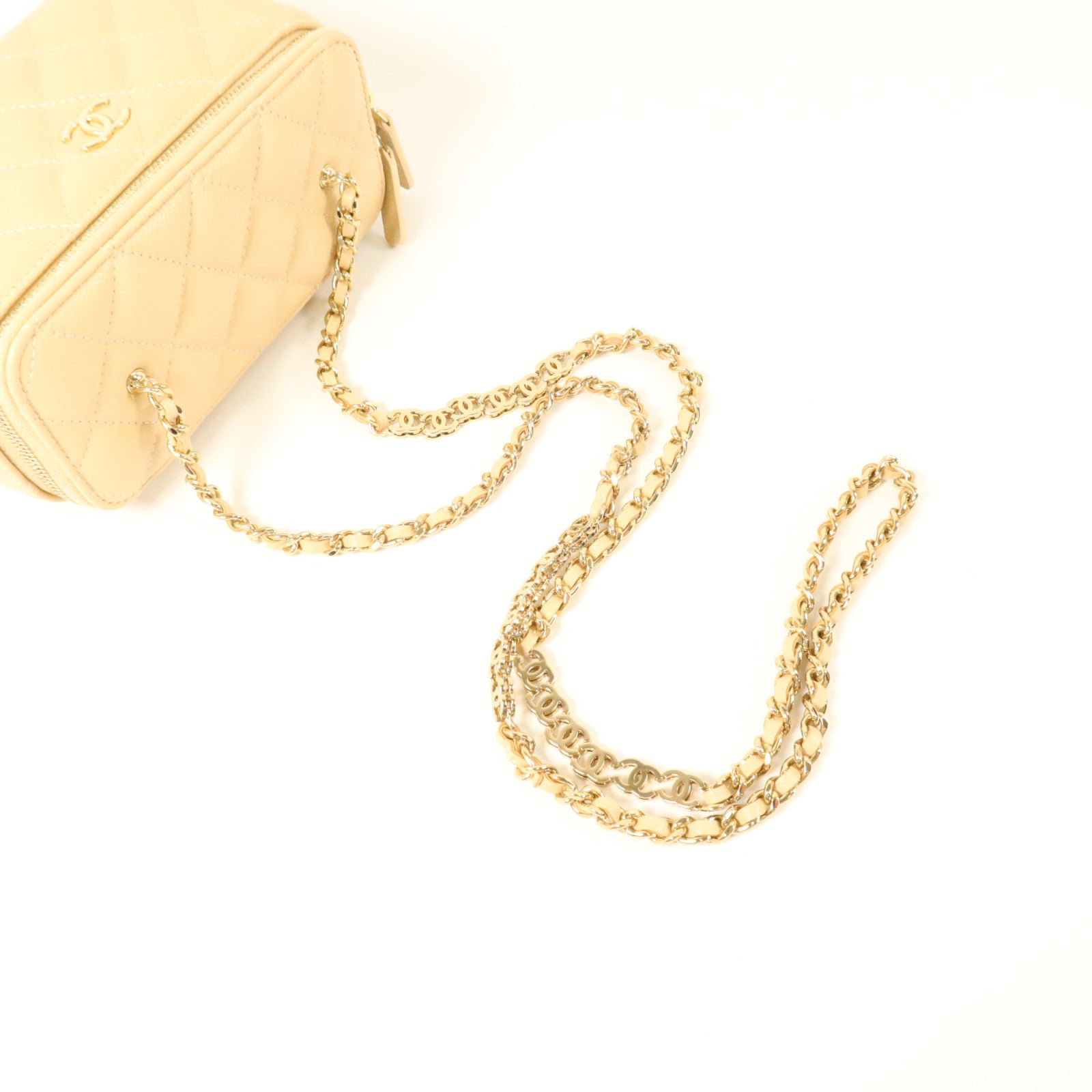 CHANEL 羊皮皮革Chain Shoulder銀扣鏈帶肩背袋
