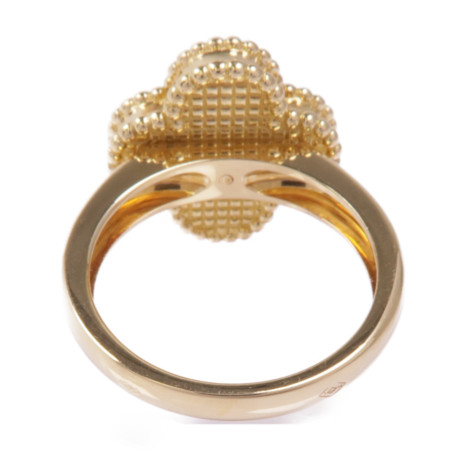 Van Cleef & Arpels 18K黃金Vintage Alhambra Ring縞瑪瑙/鑽石戒指#51/US#5.5