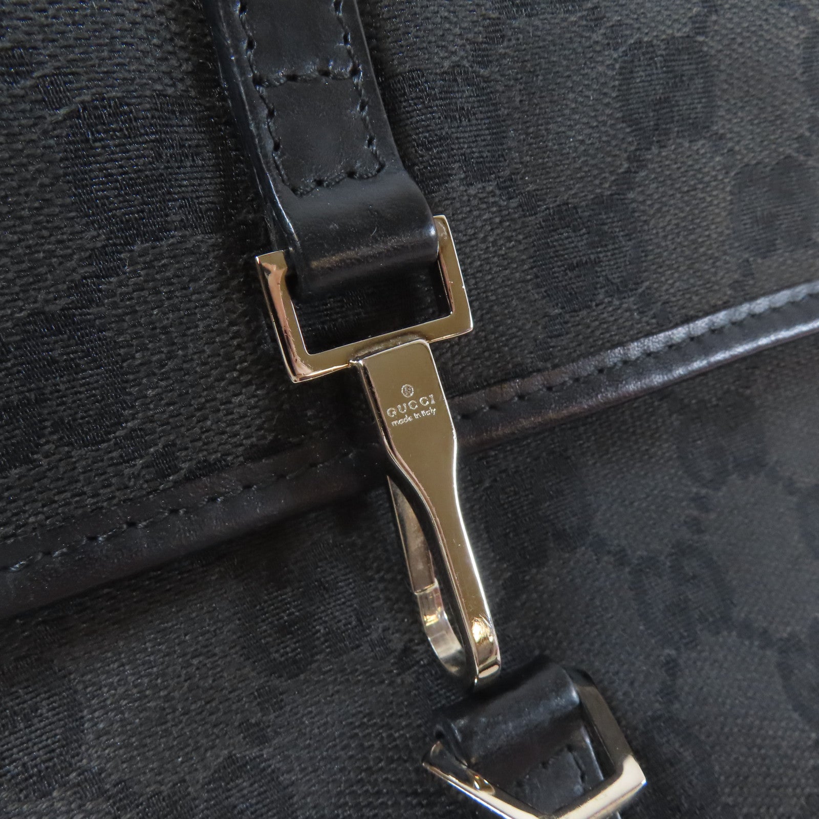 GUCCI 帆布Waist Bag銀扣腰包黑色