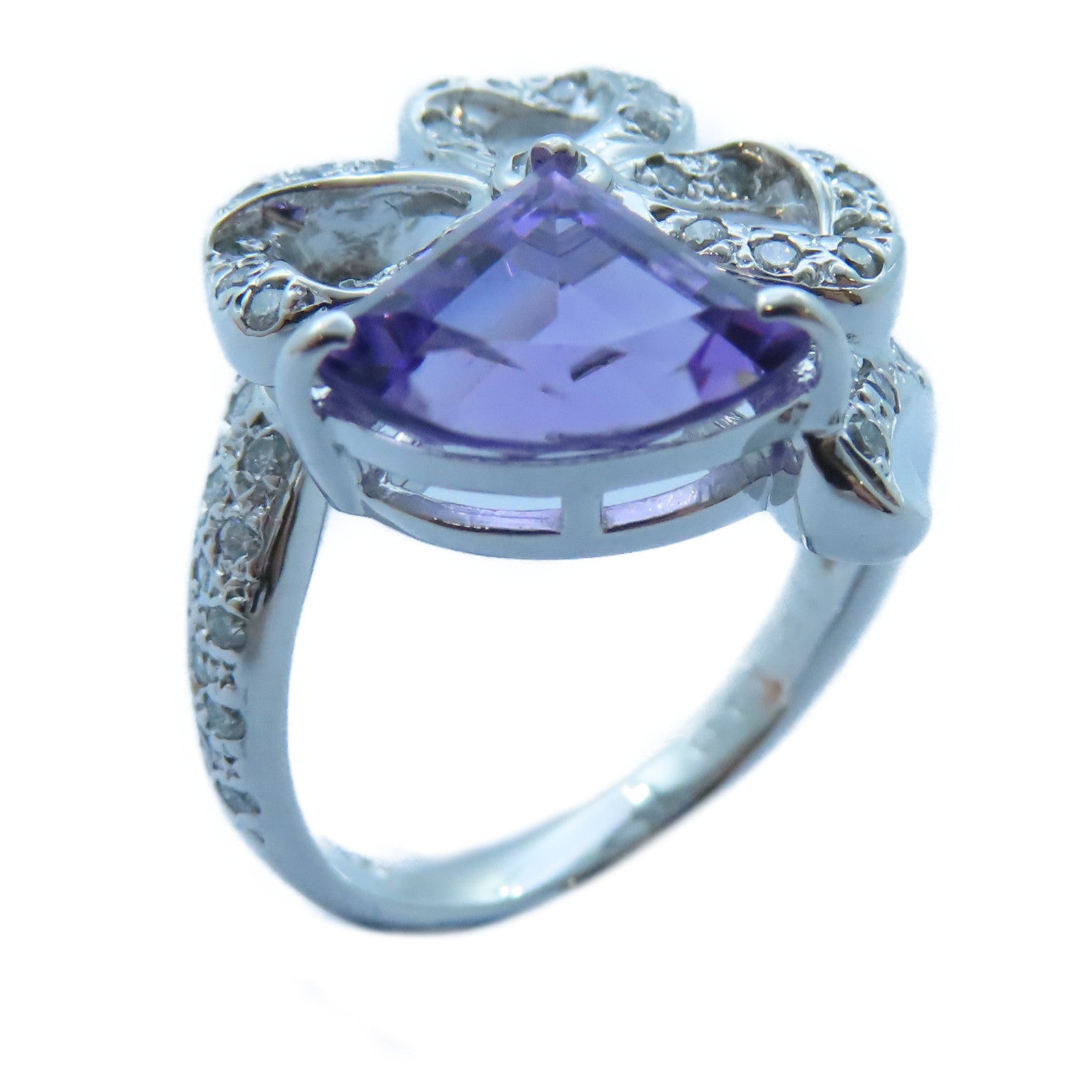 JEWELRY 【激減優惠】18K白金Amethyst/Diamond Ringct1.91ct紫晶/0.50ct鑽石戒指US#6