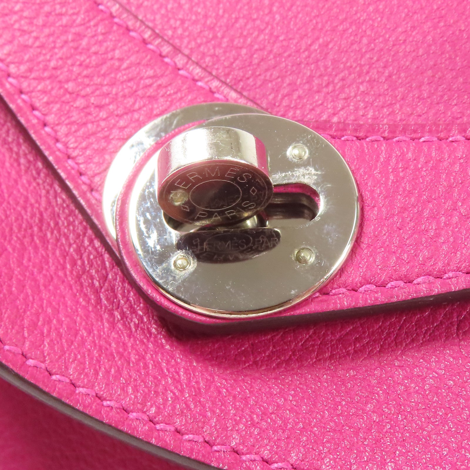 HERMES Evercolor皮革Lindy 30銀扣手挽肩背兩用袋Rose Pourpre
