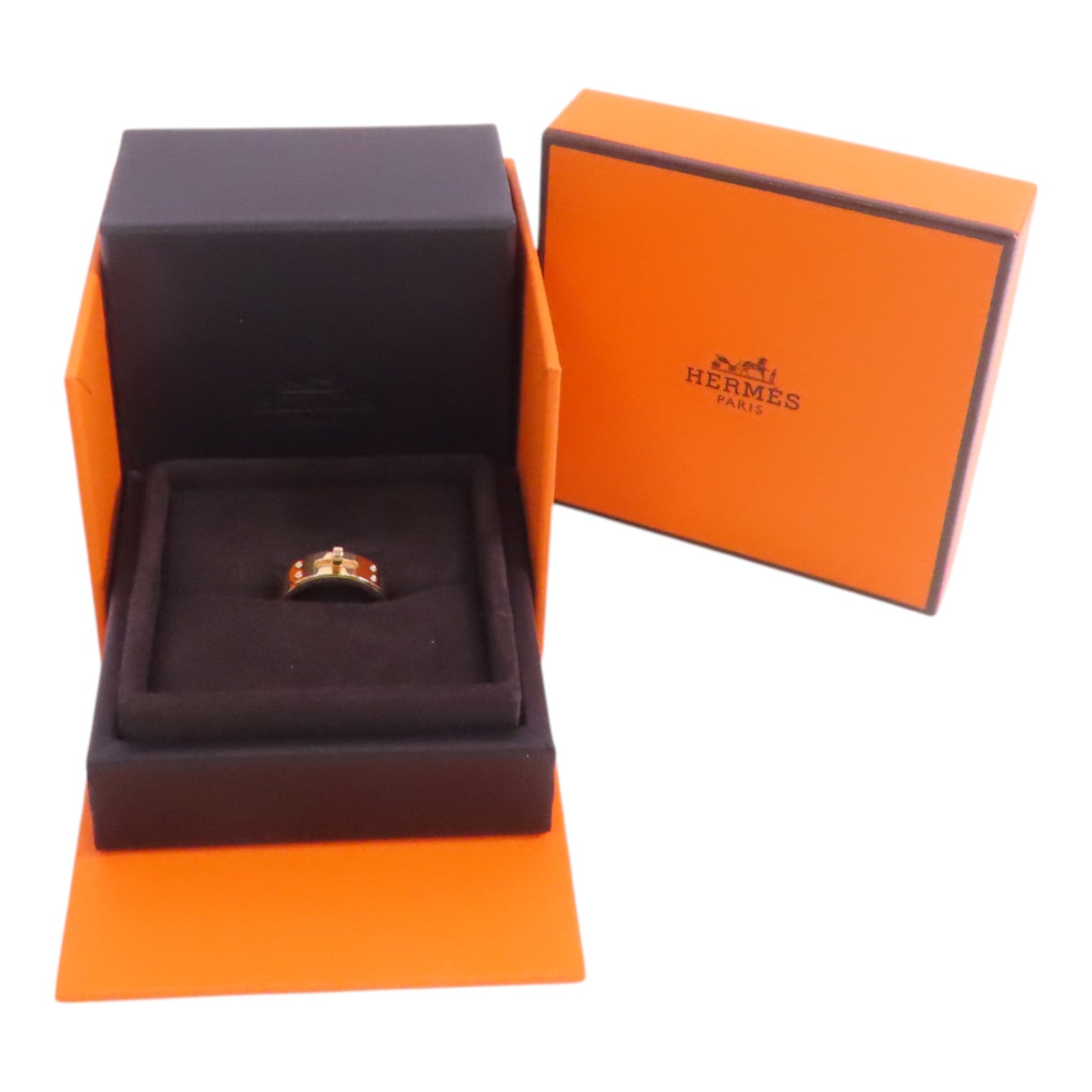 HERMES 18K玫瑰金/鑽石4Did Small Kelly Ring戒指#50/US#5