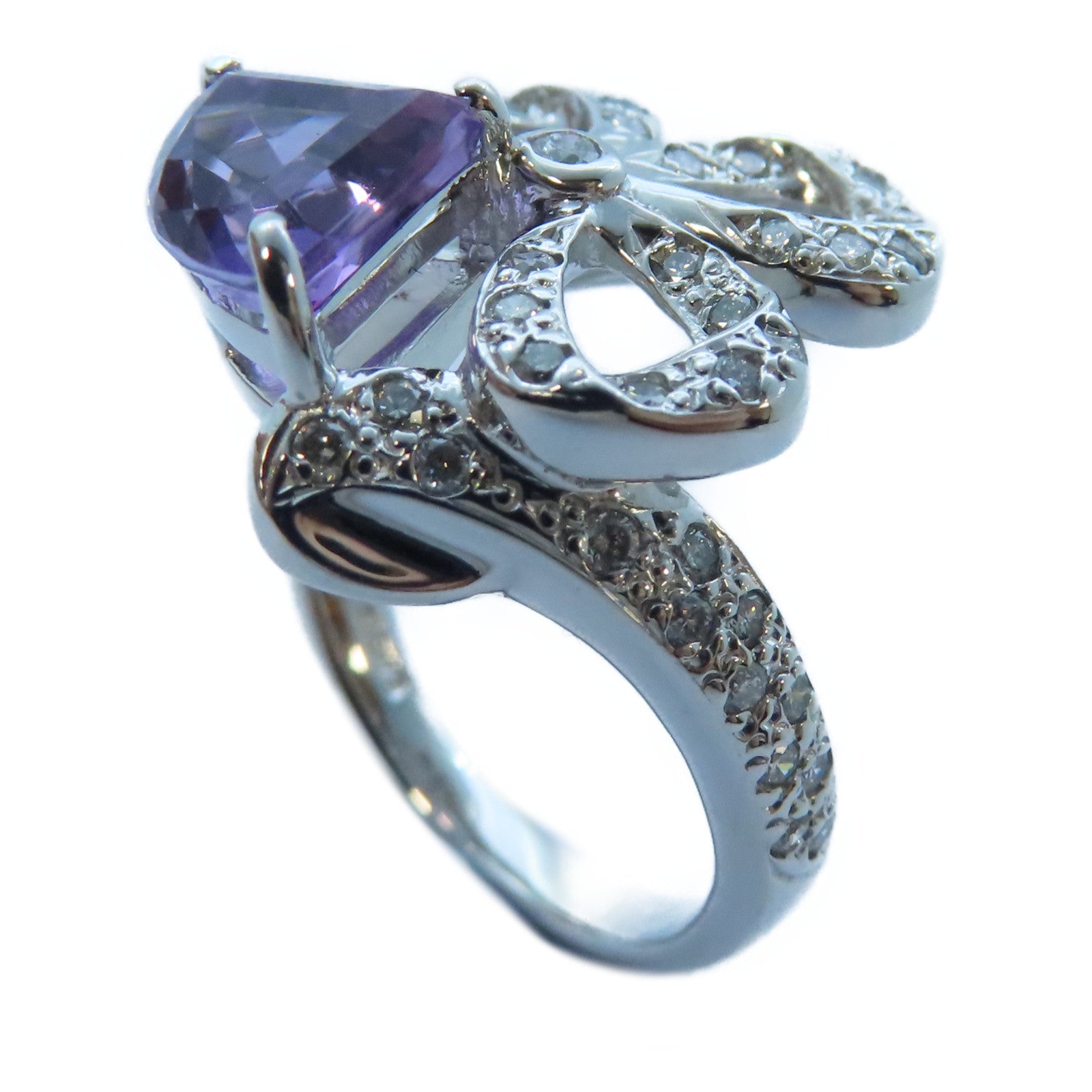 JEWELRY 【激減優惠】18K白金Amethyst/Diamond Ringct1.91ct紫晶/0.50ct鑽石戒指US#6