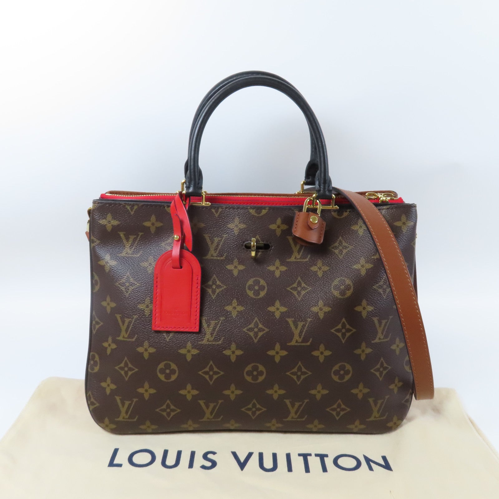 LOUIS VUITTON 【激減優惠】Monogram Millefeuille 2 Way Shoulder Bag金扣手挽肩背兩用袋啡色