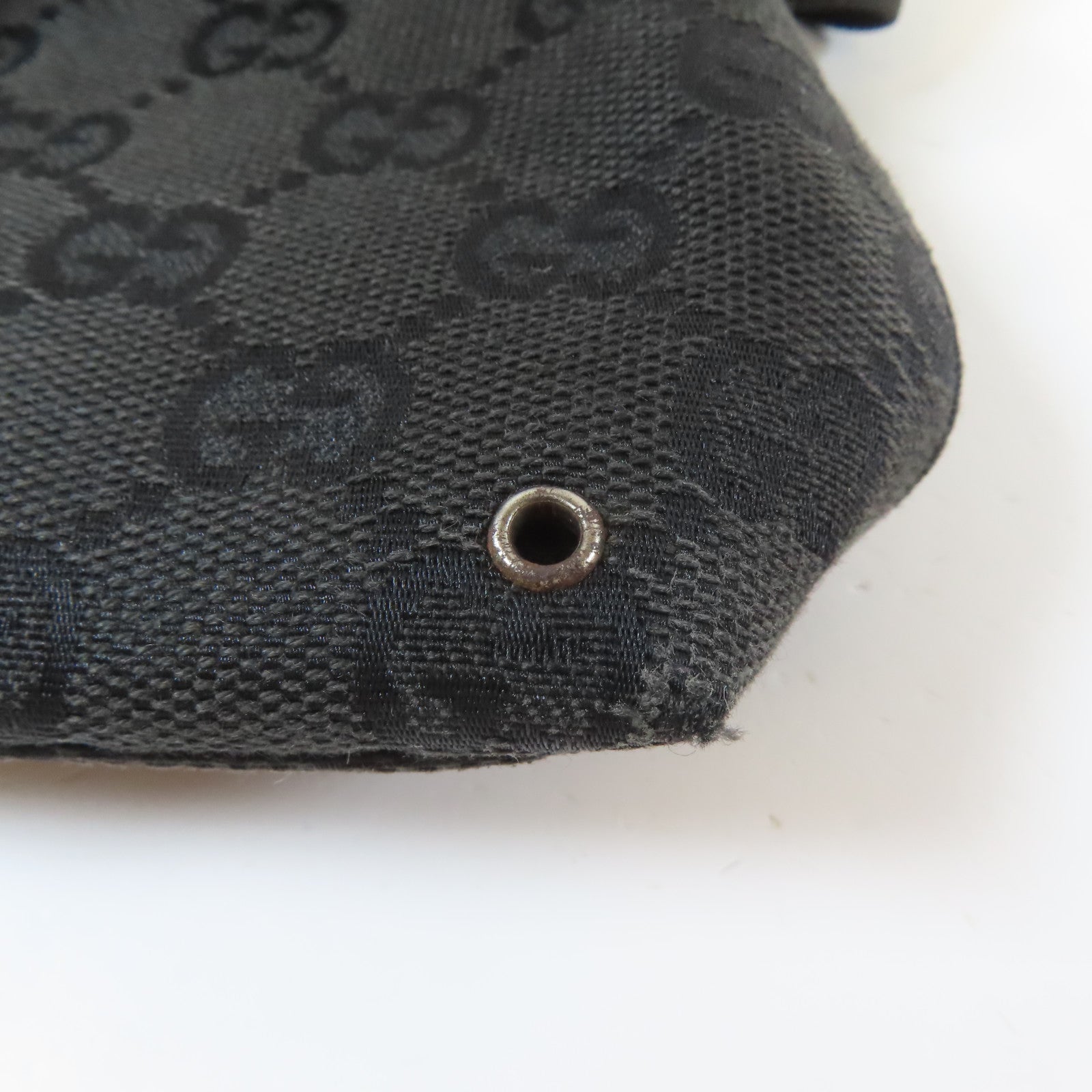 GUCCI 帆布Waist Bag銀扣腰包黑色