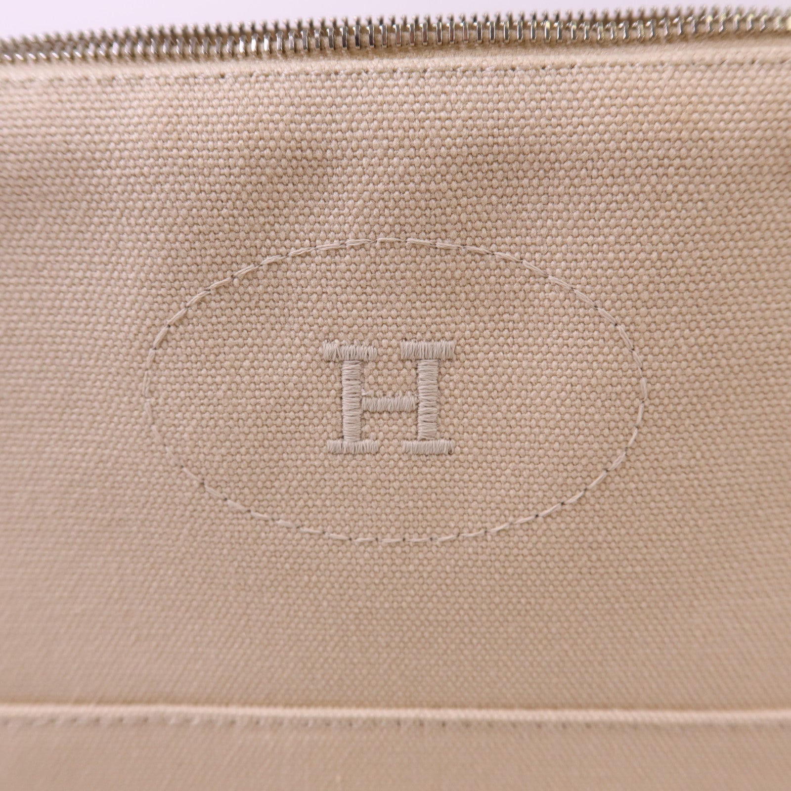 HERMES 棉布Bolide Pouch銀扣小袋