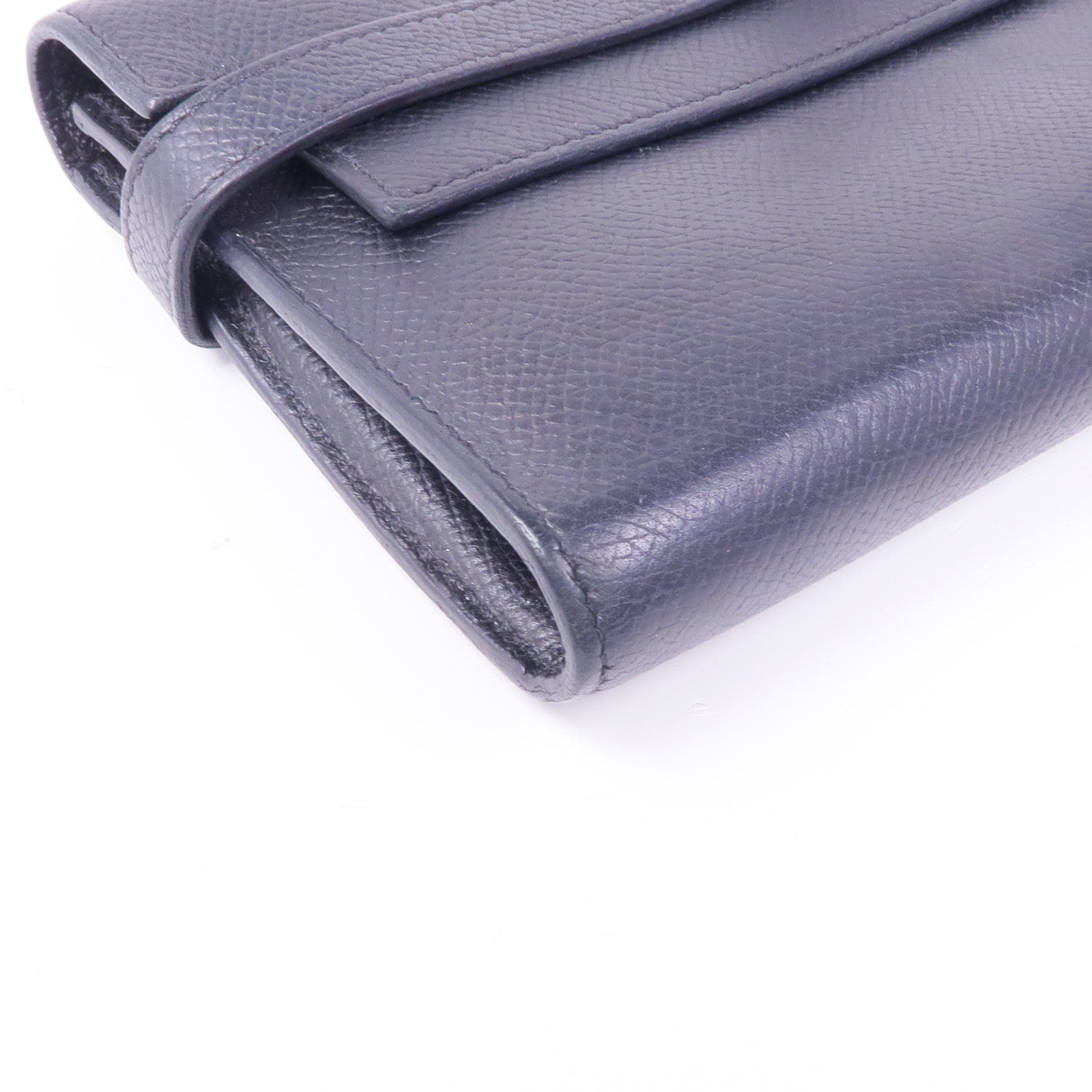 HERMES Epsom皮革Kelly Wallet銀扣長錢包Noir