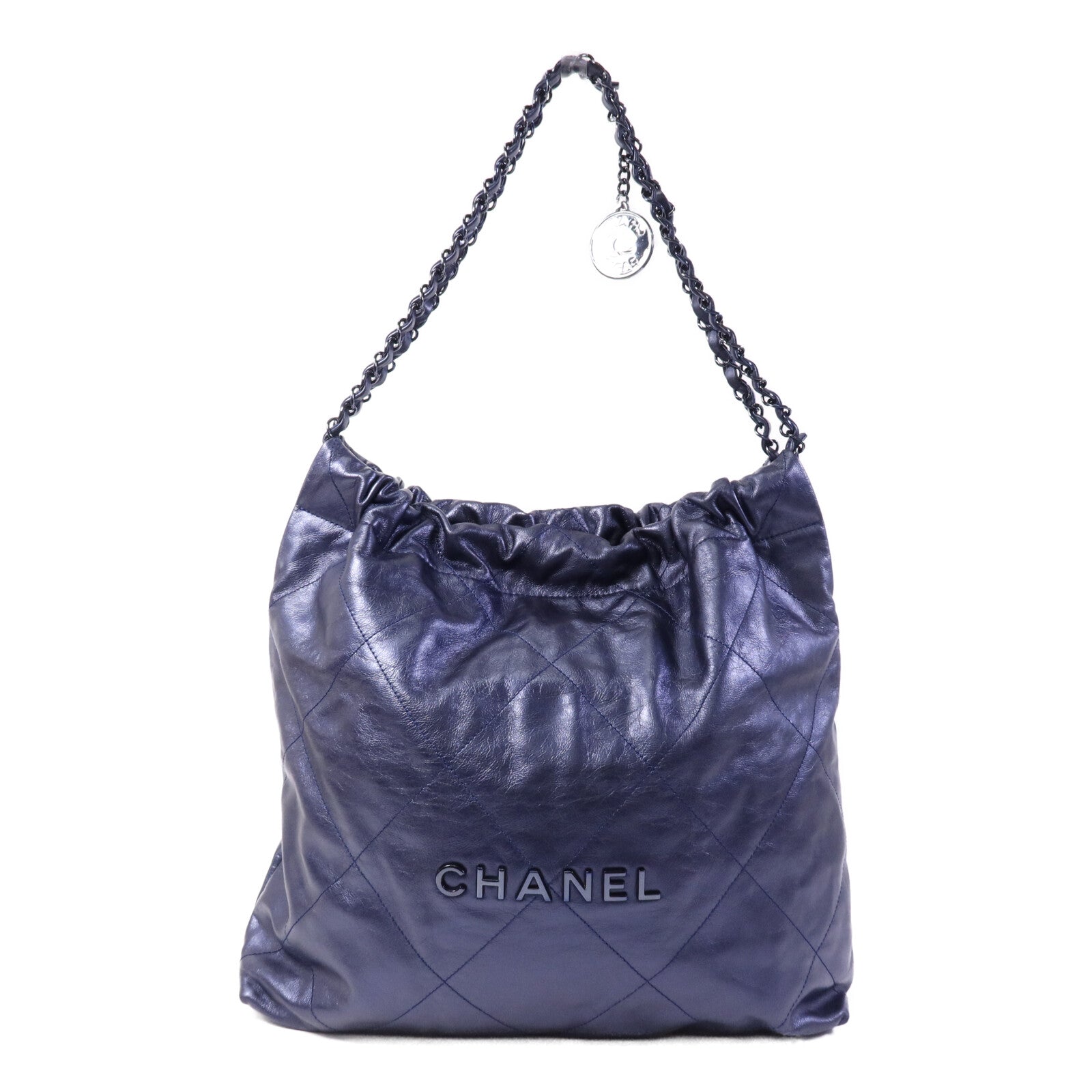 CHANEL 牛皮皮革Chanel 22 Medium銀扣鏈帶肩背袋