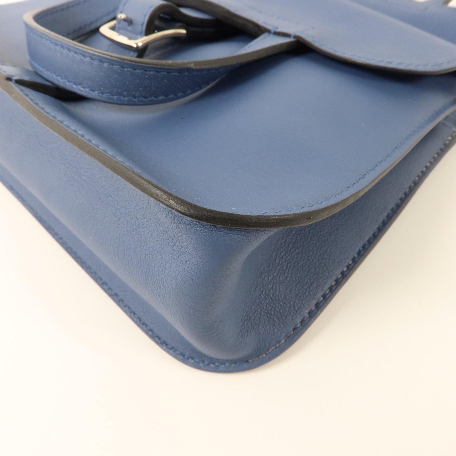 HERMES Swift皮革Mini Halzan手挽肩背兩用袋Bleu Agate