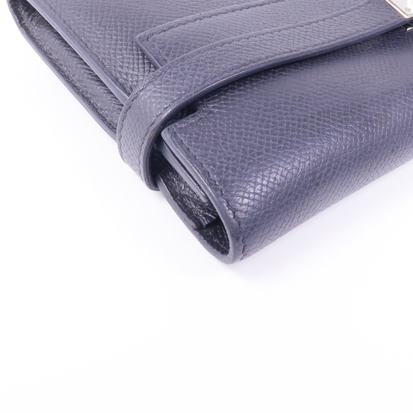 HERMES Epsom皮革Kelly Wallet銀扣長錢包Noir