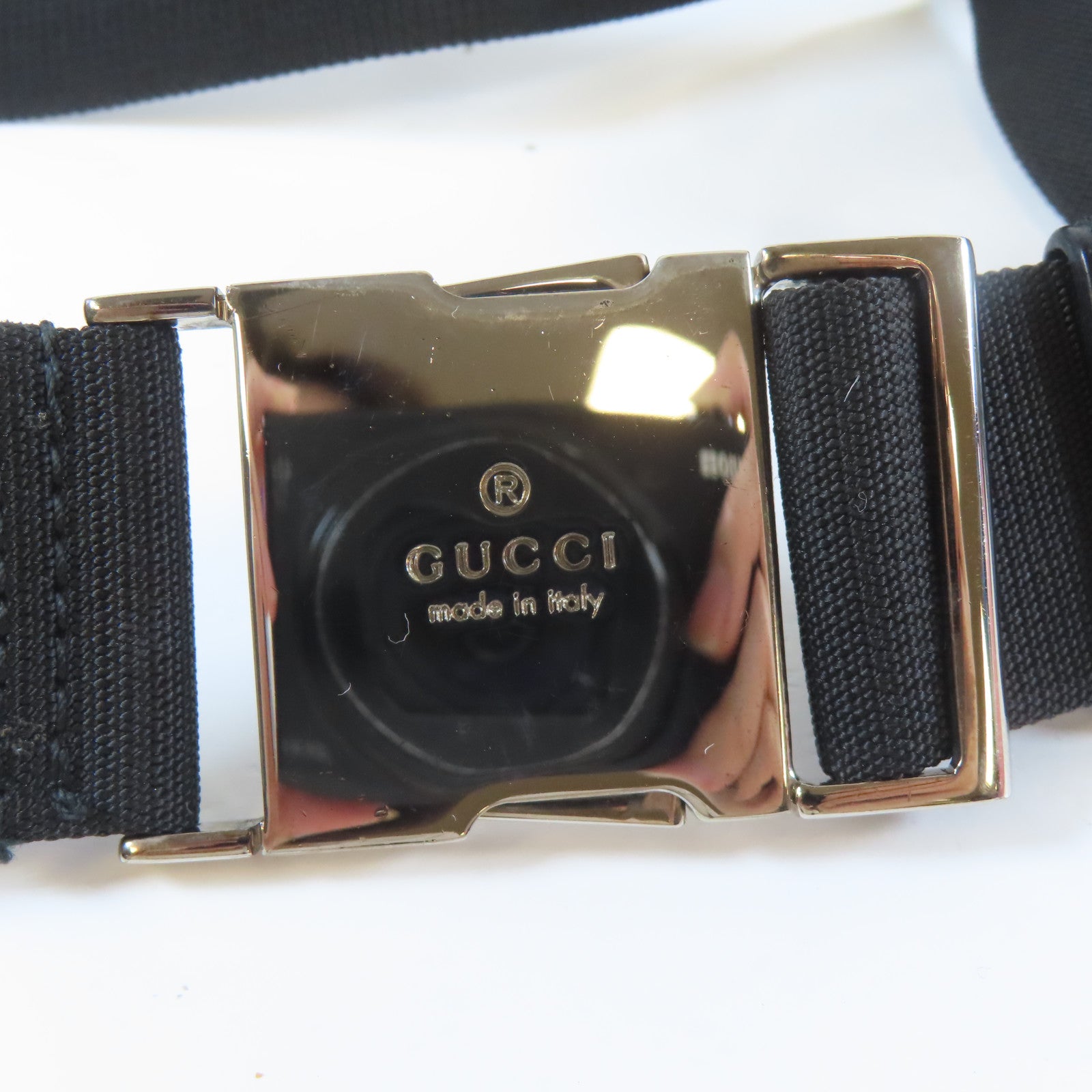 GUCCI 帆布Waist Bag銀扣腰包黑色