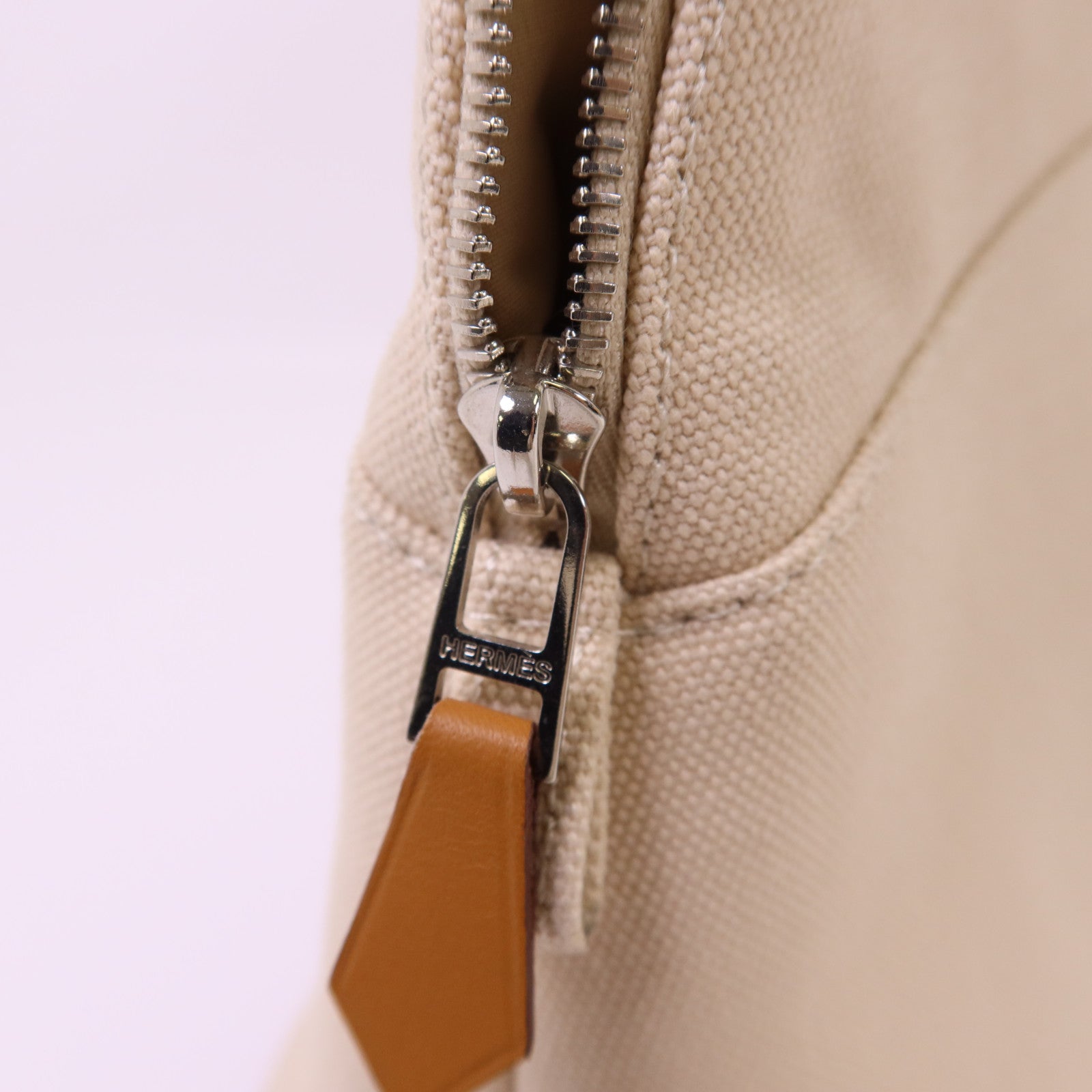 HERMES 棉布Bolide Pouch銀扣小袋