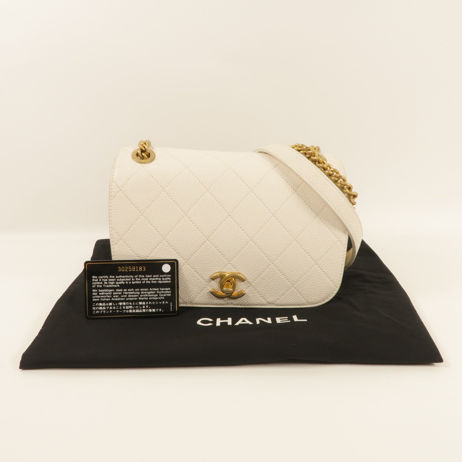CHANEL 牛皮皮革Chain Shoulder金扣肩背袋