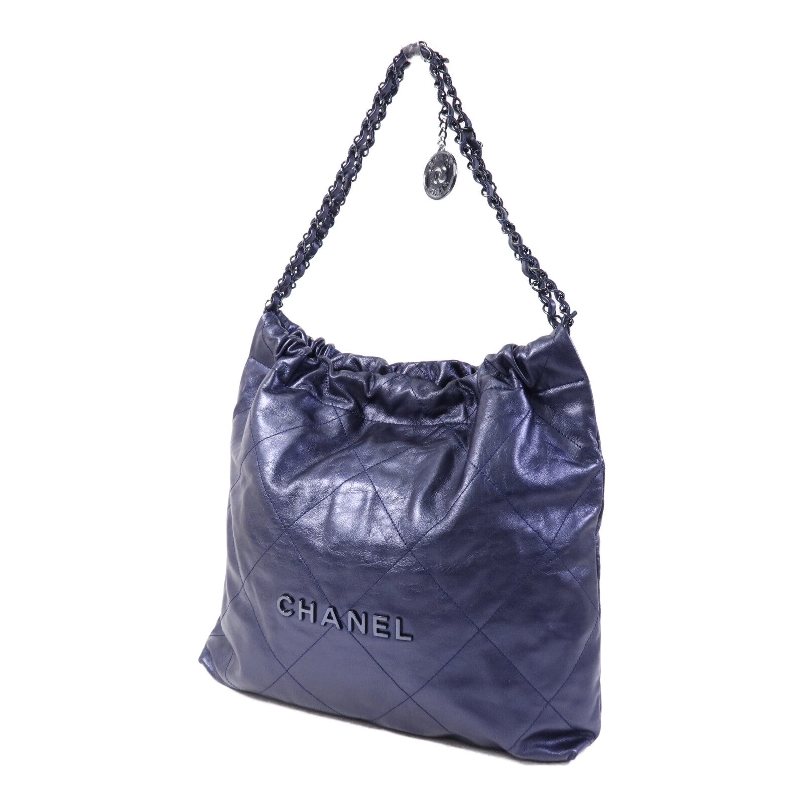 CHANEL 牛皮皮革Chanel 22 Medium銀扣鏈帶肩背袋