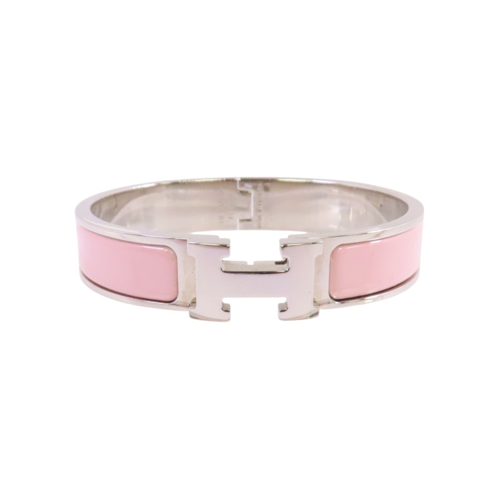 HERMES 金屬/琺瑯Clic H Bracelet銀扣手鐲