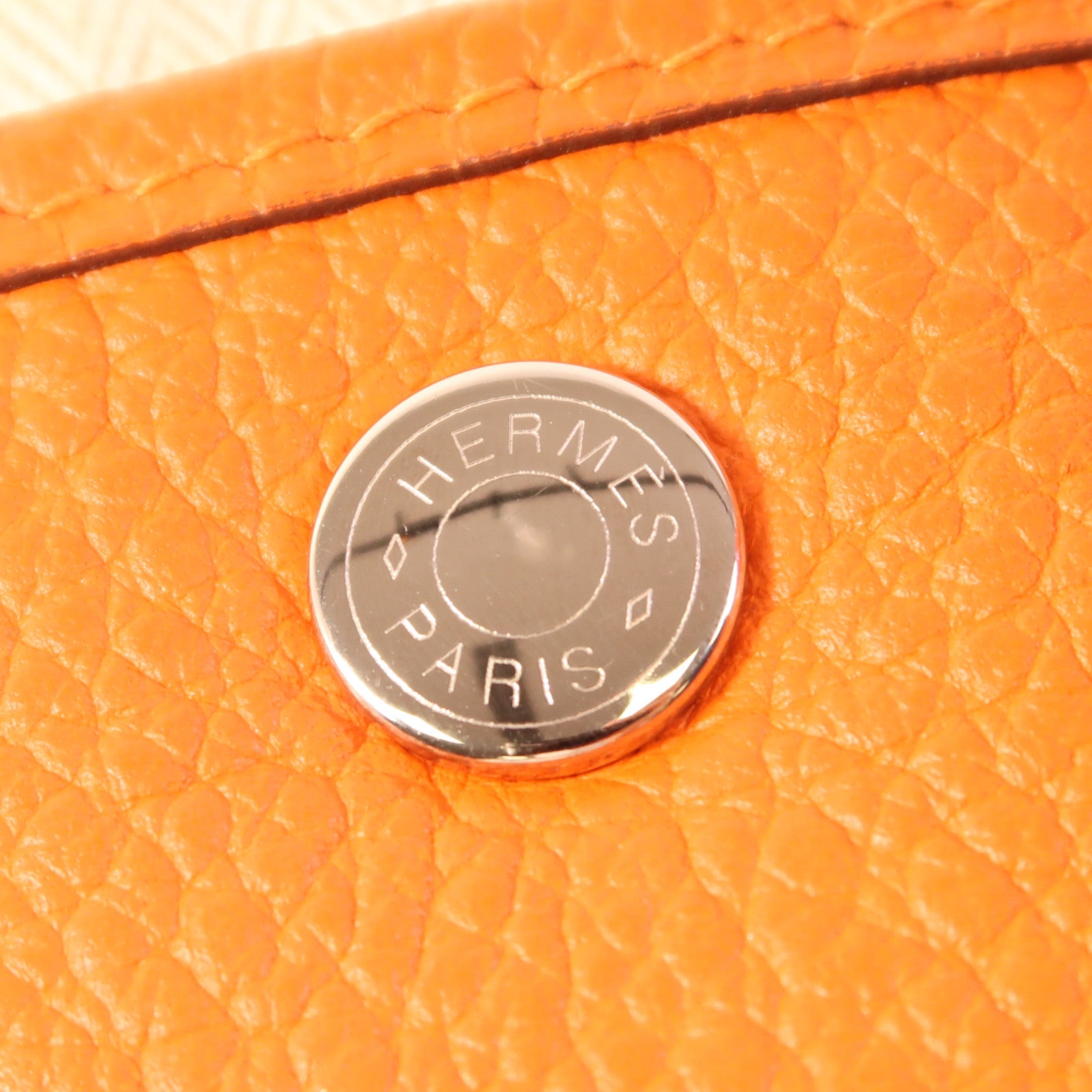 HERMES Negonda皮革Garden Party PM銀扣手挽袋Feu
