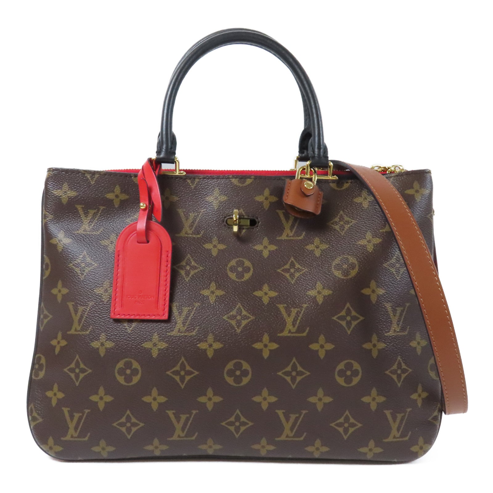 LOUIS VUITTON 【激減優惠】Monogram Millefeuille 2 Way Shoulder Bag金扣手挽肩背兩用袋啡色