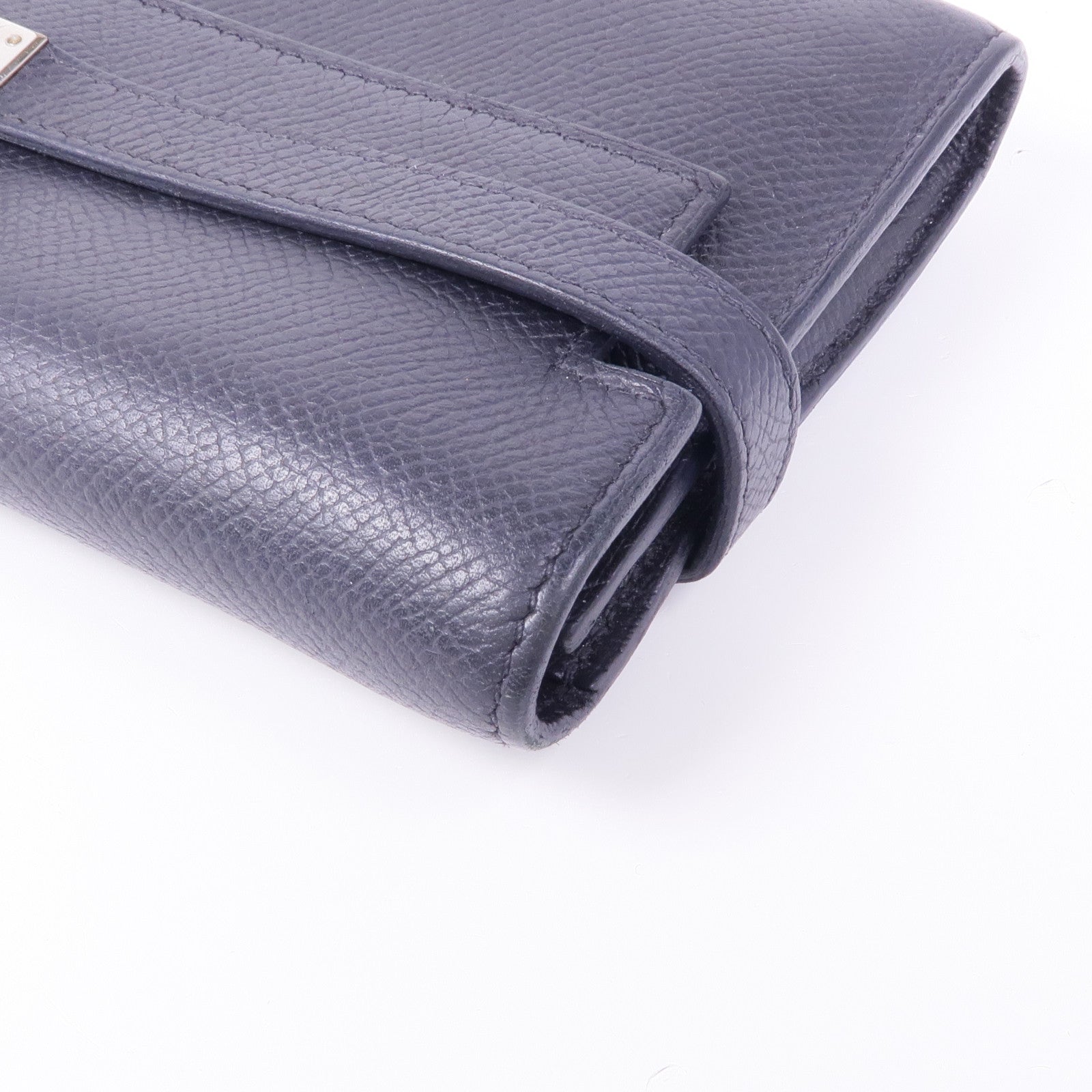 HERMES Epsom皮革Kelly Wallet銀扣長錢包Noir
