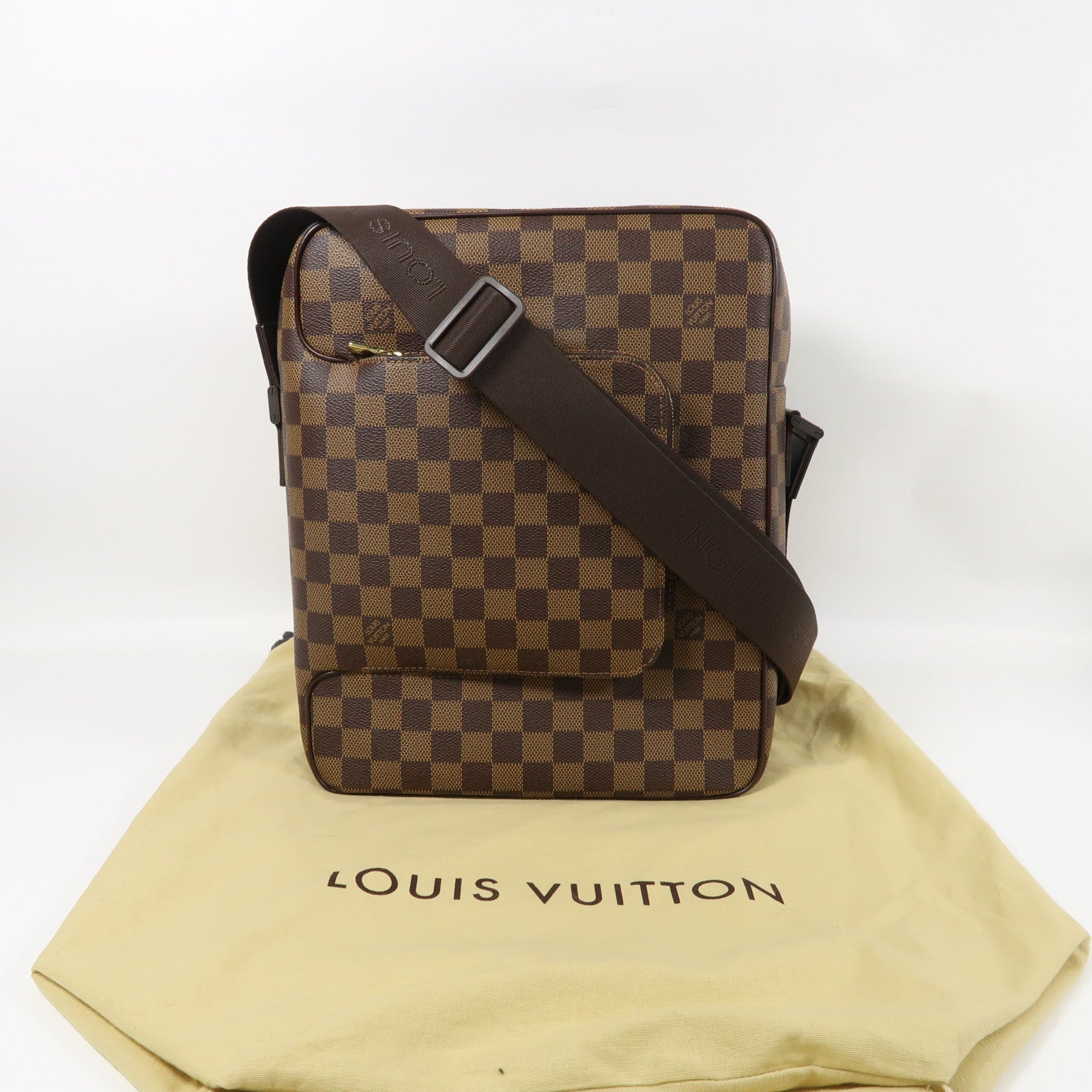 LOUIS VUITTON Damier Ebene Oraf MM金扣肩背袋啡色