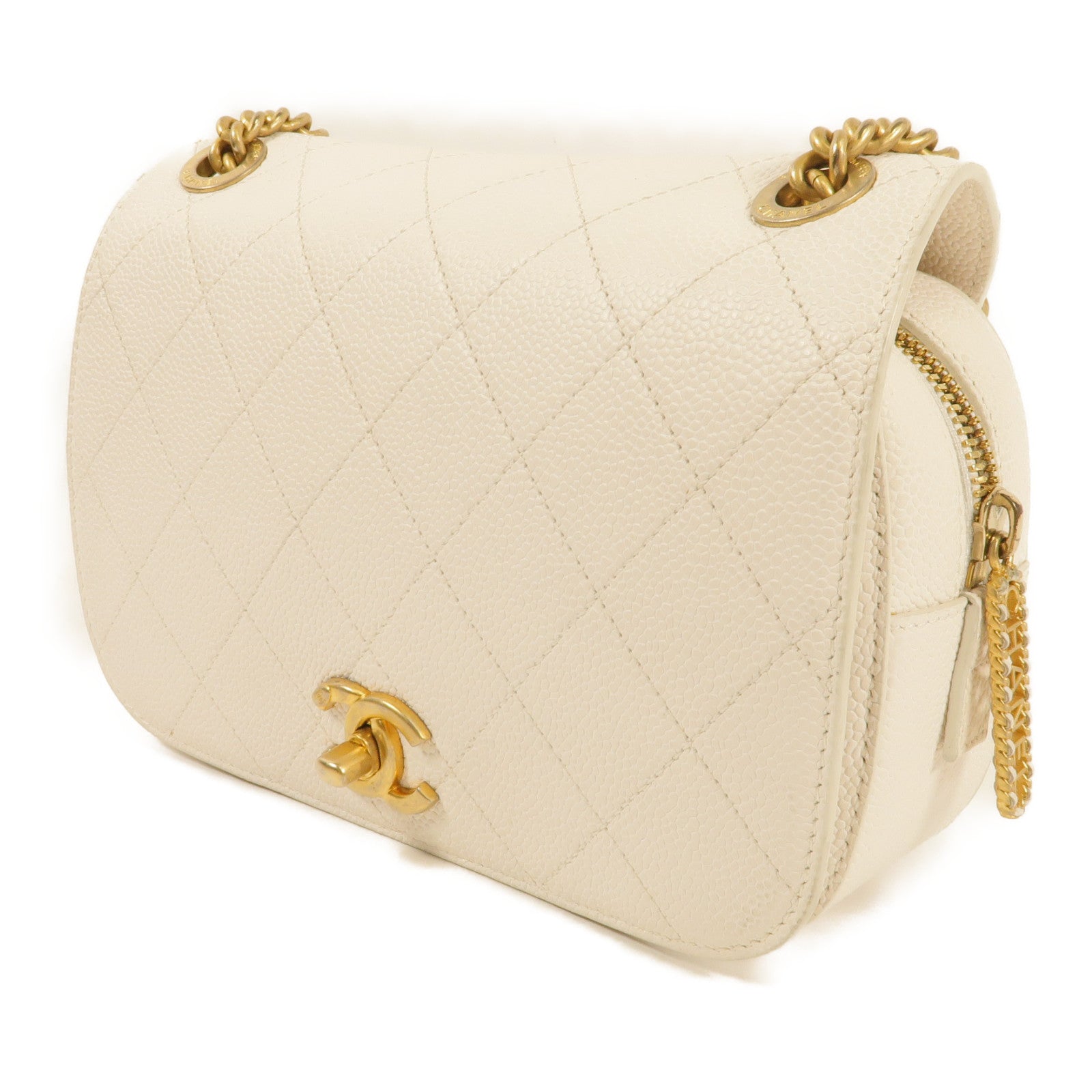 CHANEL 牛皮皮革Chain Shoulder金扣肩背袋