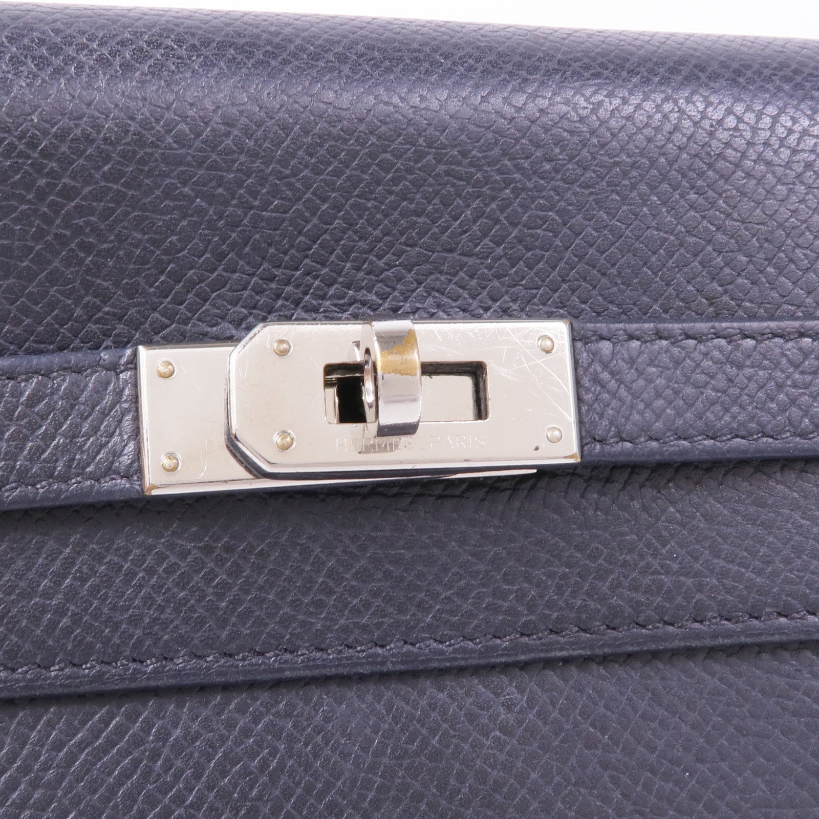 HERMES Epsom皮革Kelly Wallet銀扣長錢包Noir