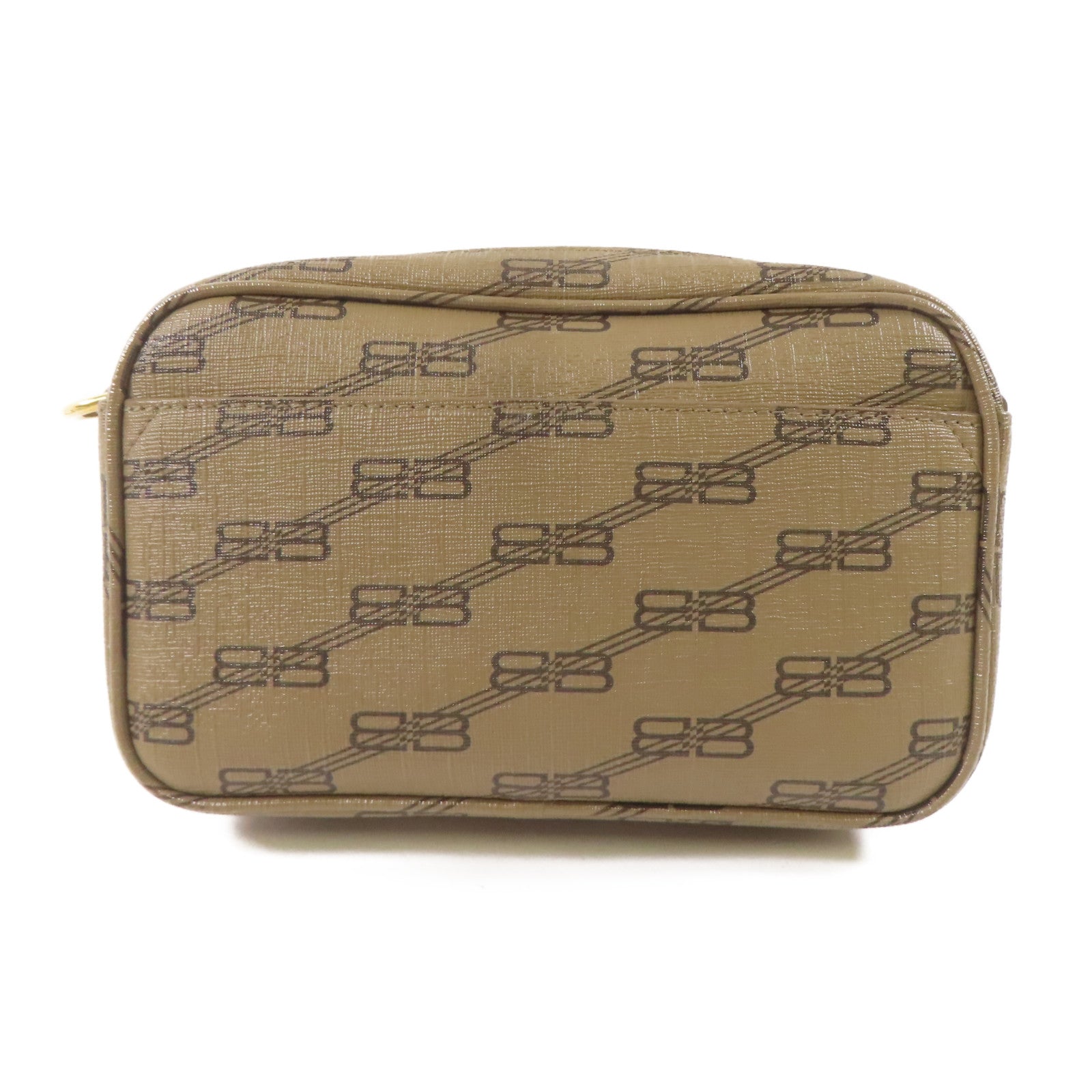 BALENCIAGA GHW Signature Camera Shoulder Bag 702701 Coated Canvas Brown