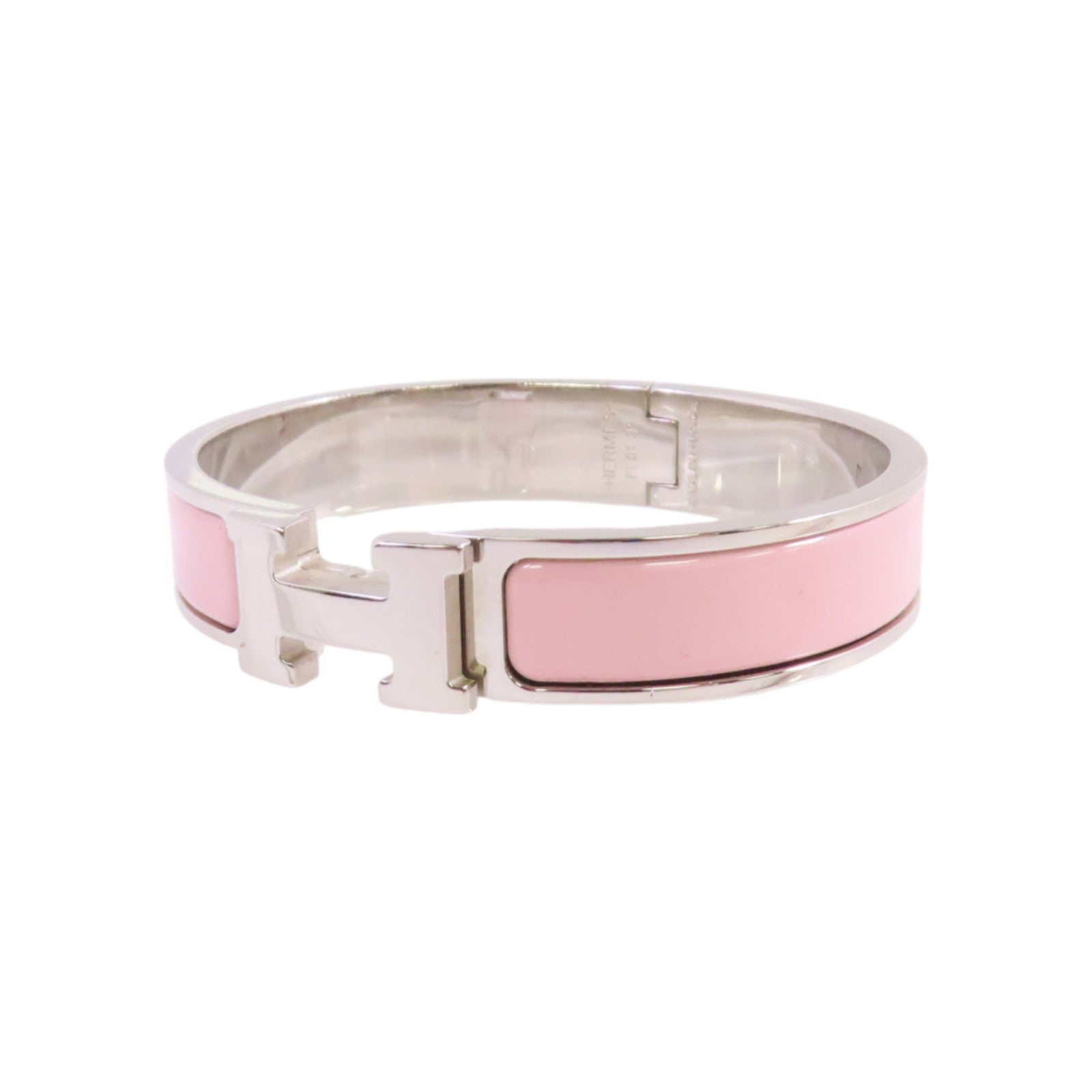 HERMES 金屬/琺瑯Clic H Bracelet銀扣手鐲
