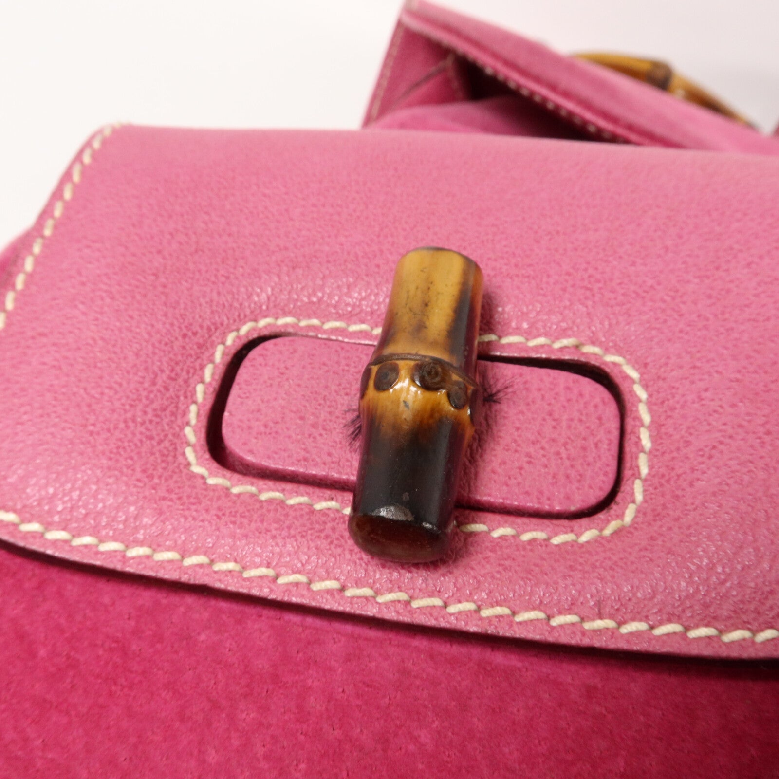 GUCCI 麂皮皮革Bamboo Backpack背包