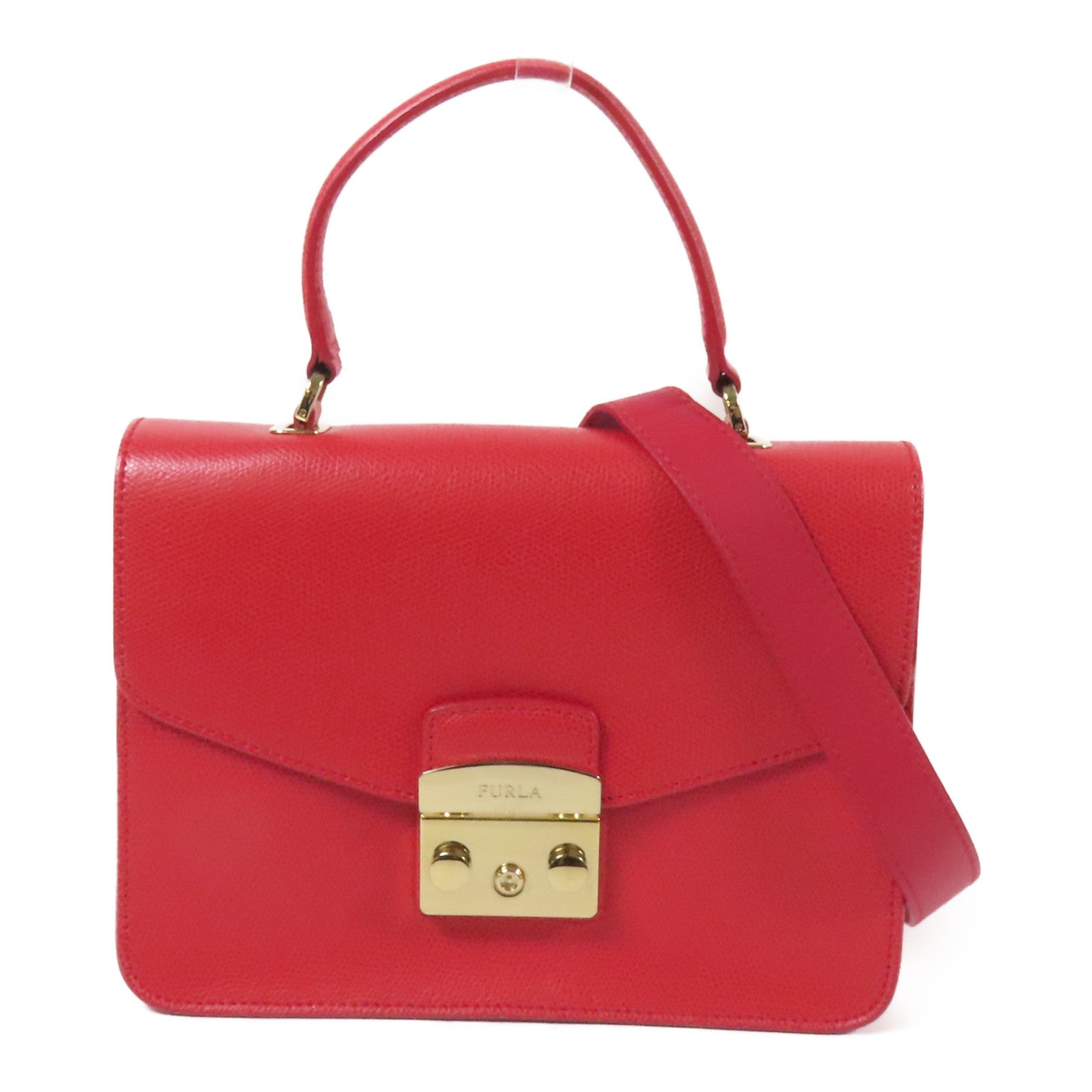 Furla 牛皮皮革Shoulder Bag金扣手挽肩背兩用袋