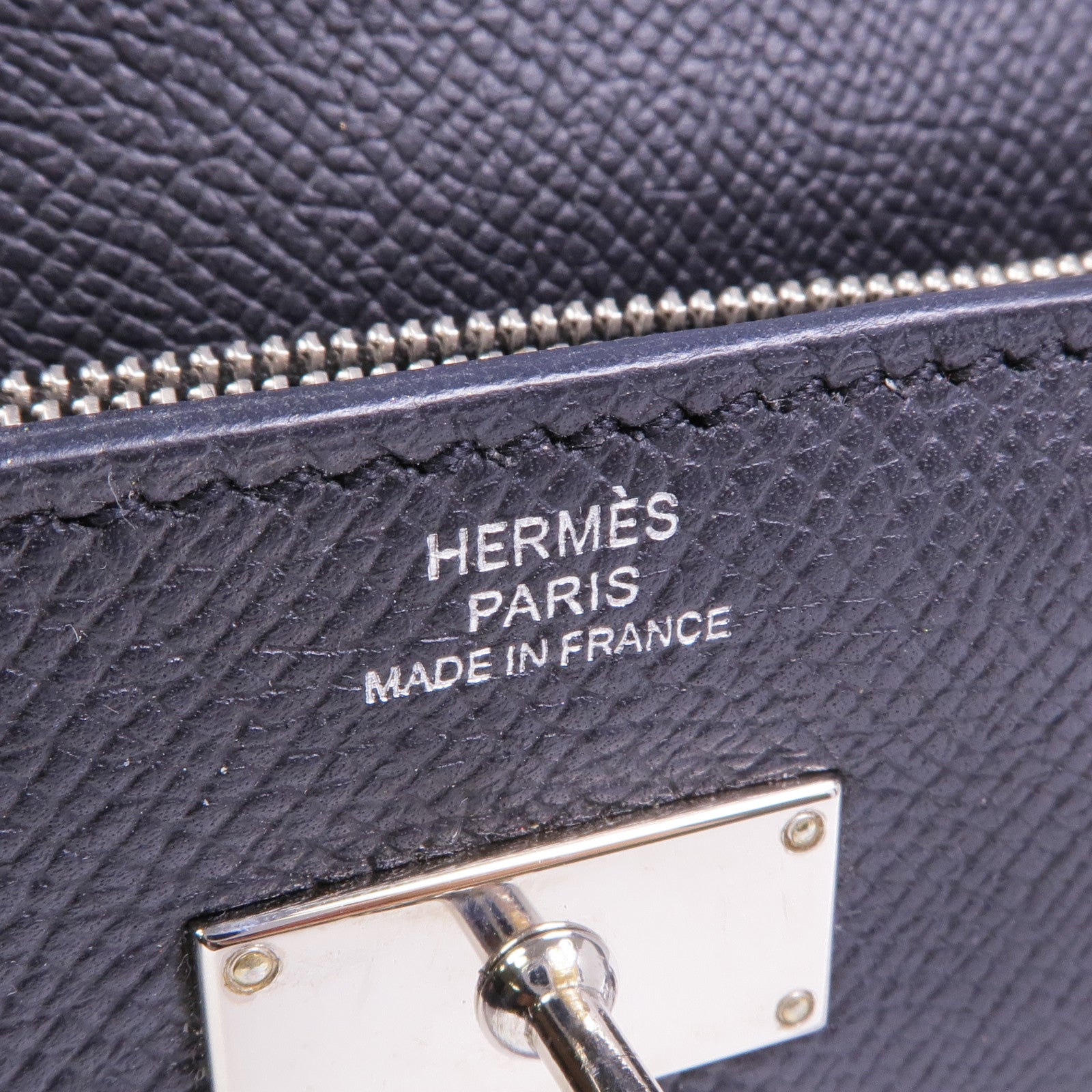 HERMES Epsom皮革Kelly Wallet銀扣長錢包Noir