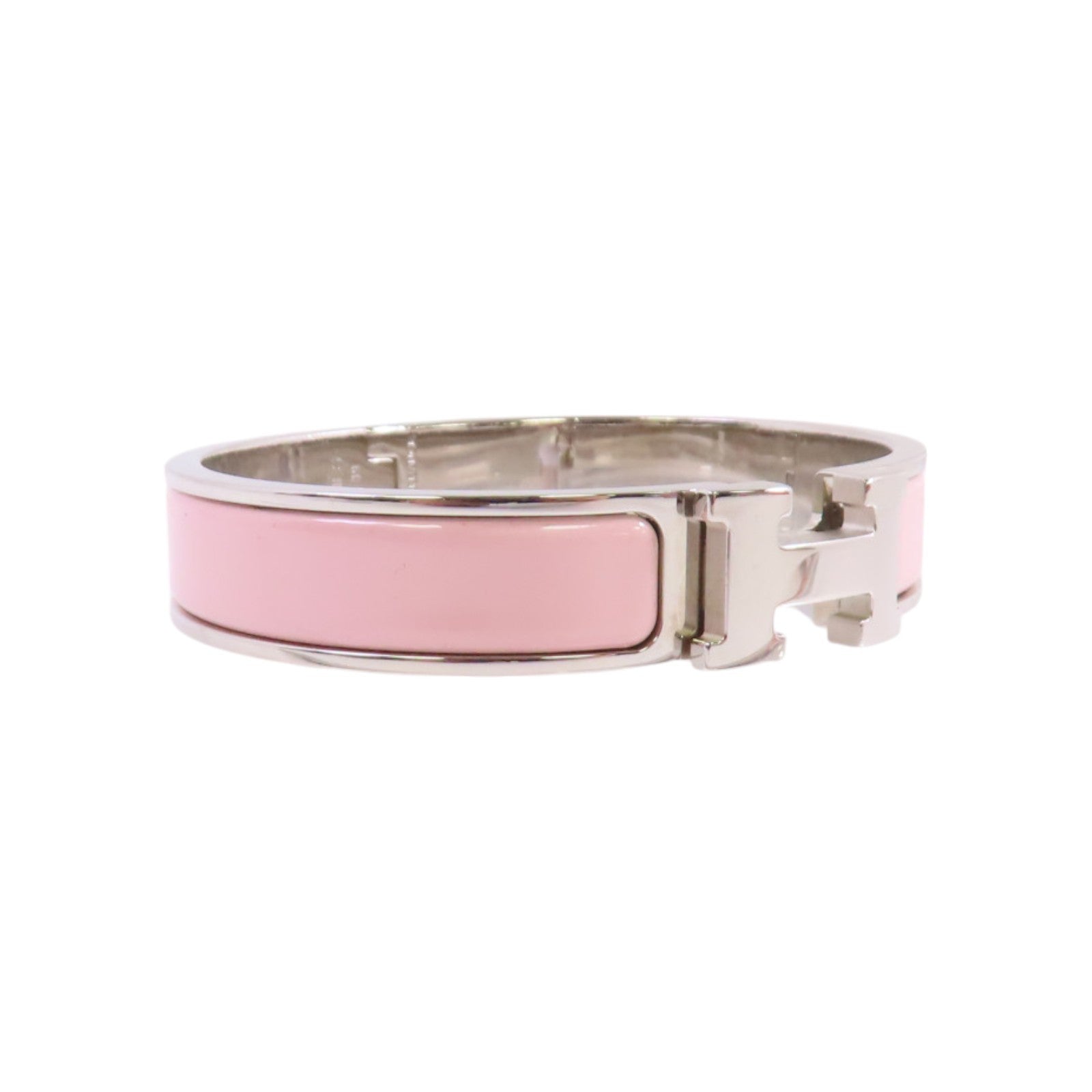 HERMES 金屬/琺瑯Clic H Bracelet銀扣手鐲