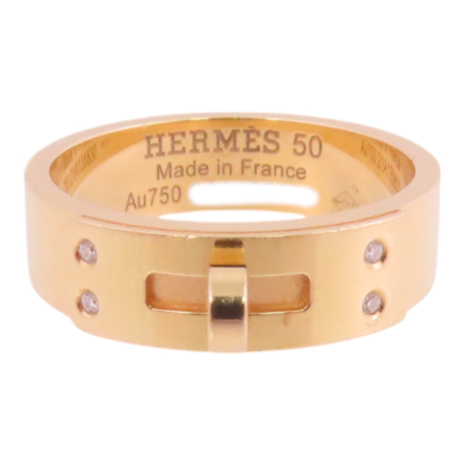HERMES 18K玫瑰金/鑽石4Did Small Kelly Ring戒指#50/US#5