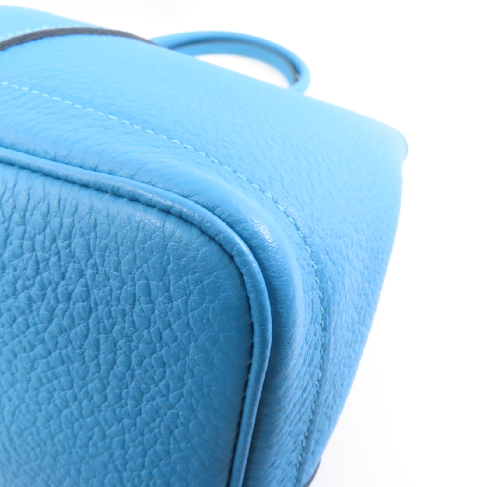 HERMES Country皮革Garden Party PM銀扣手挽袋Turquoise藍色