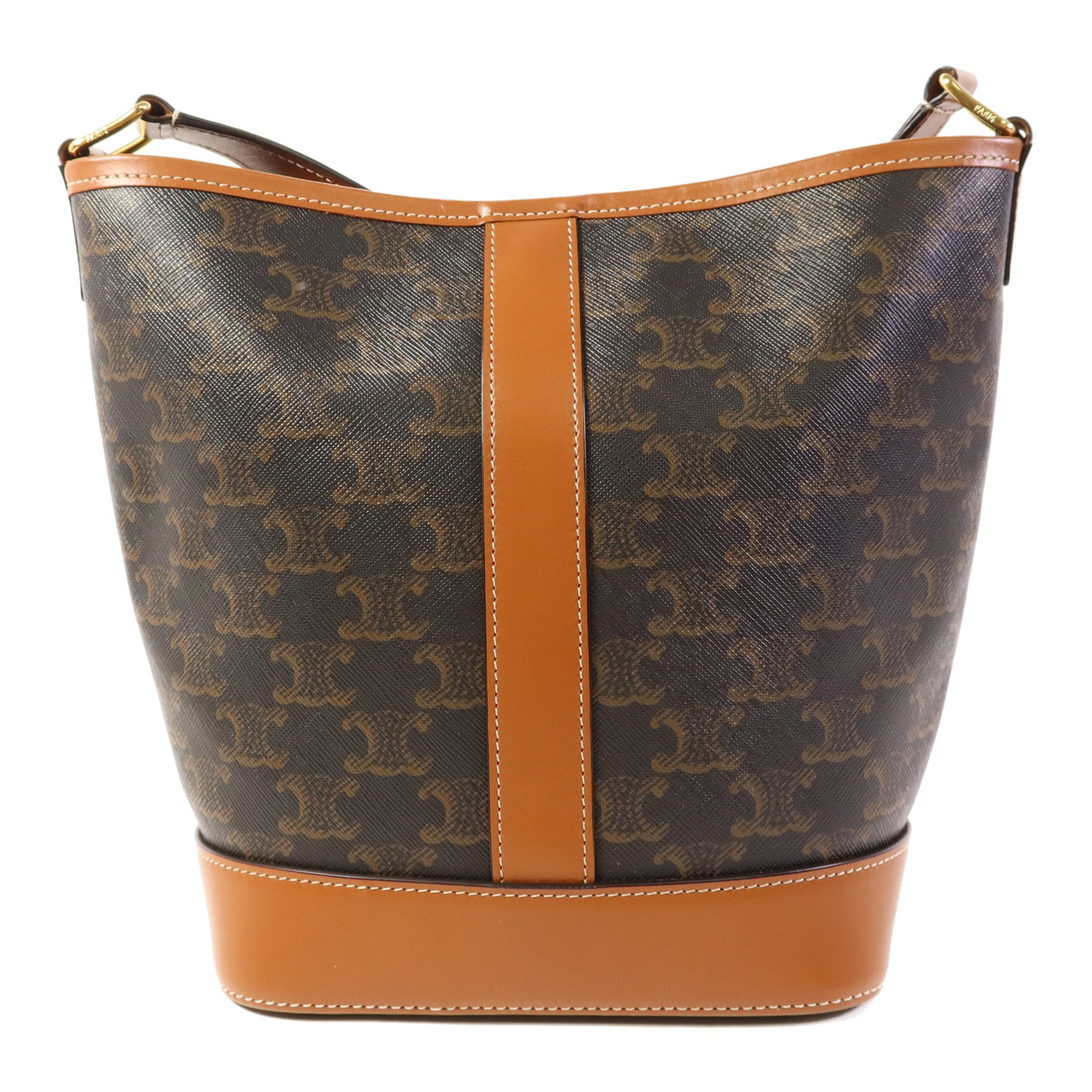 CELINE 塗層帆布Triomphe Bucket Bag金扣肩背袋