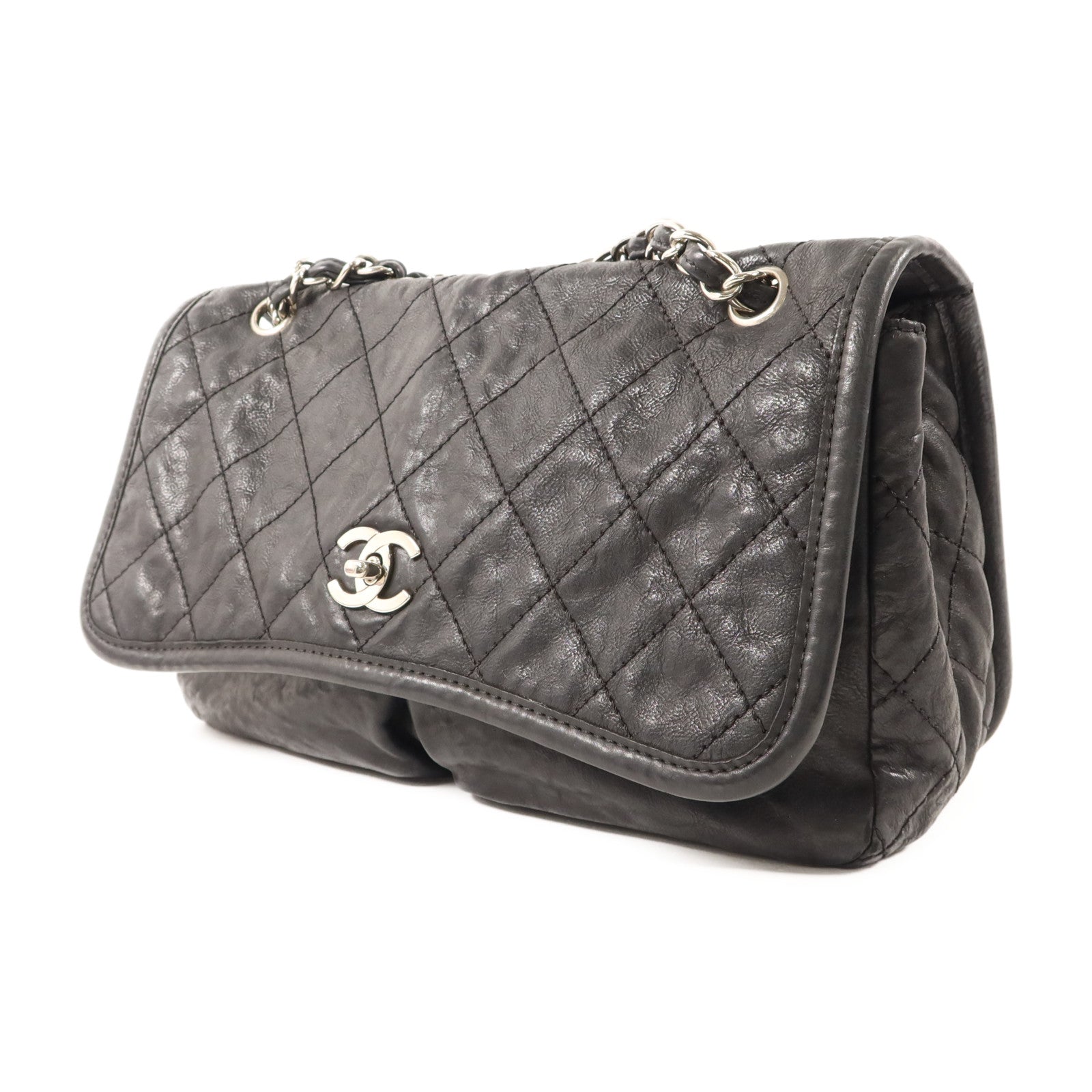 CHANEL 牛皮皮革Matelasse Chain Shoulder銀扣肩背袋