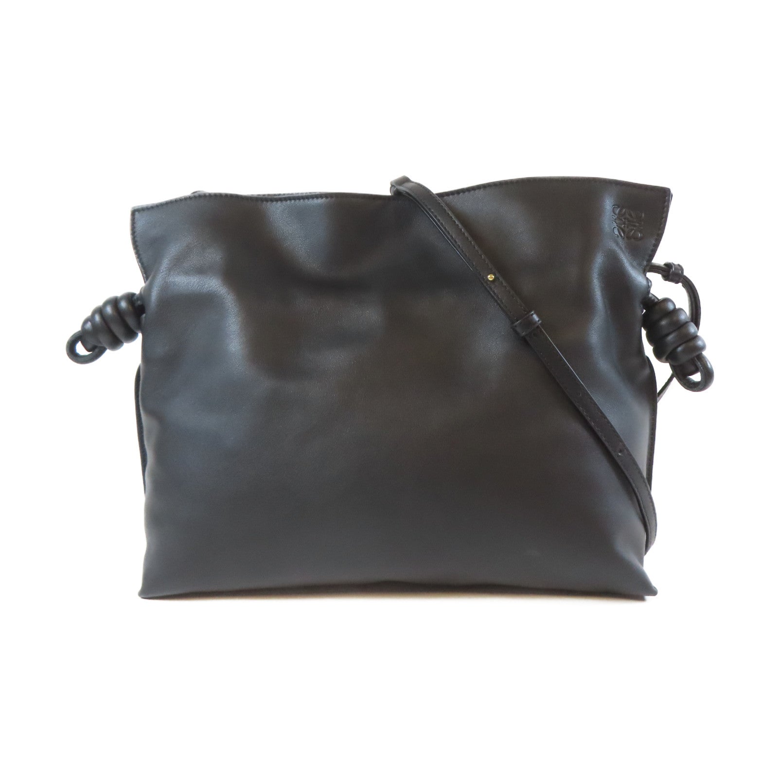 LOEWE 牛皮皮革Flamenco Shoulder Bag金扣肩背袋黑色