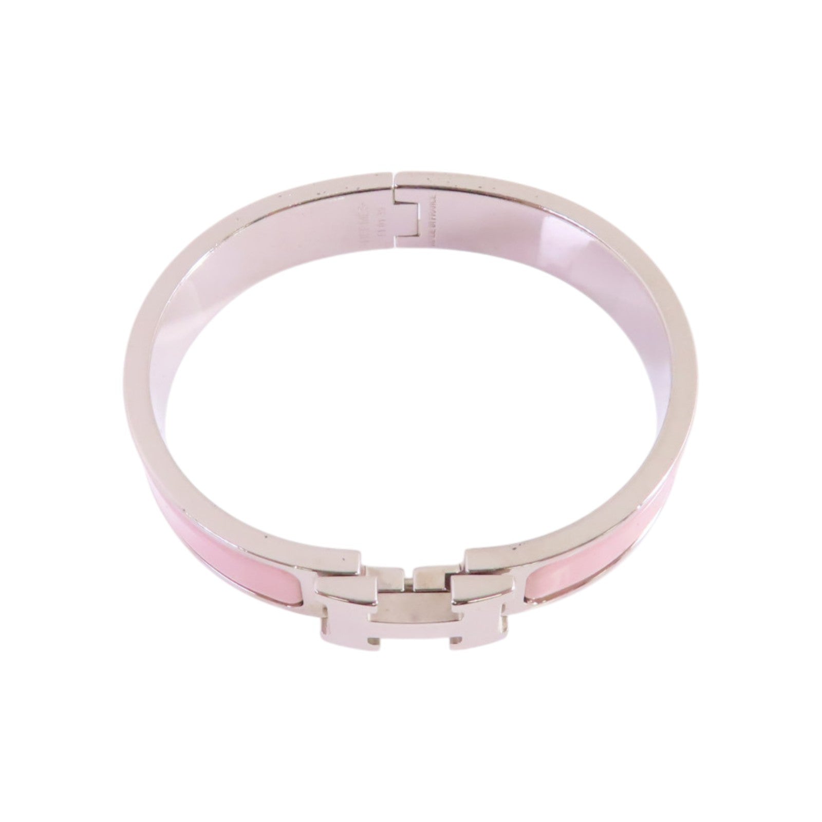 HERMES 金屬/琺瑯Clic H Bracelet銀扣手鐲