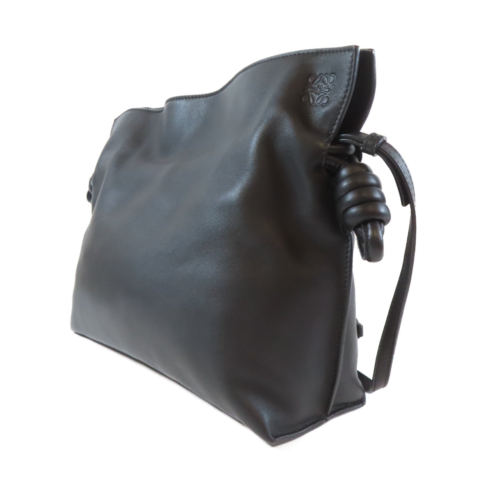 LOEWE 牛皮皮革Flamenco Shoulder Bag金扣肩背袋黑色