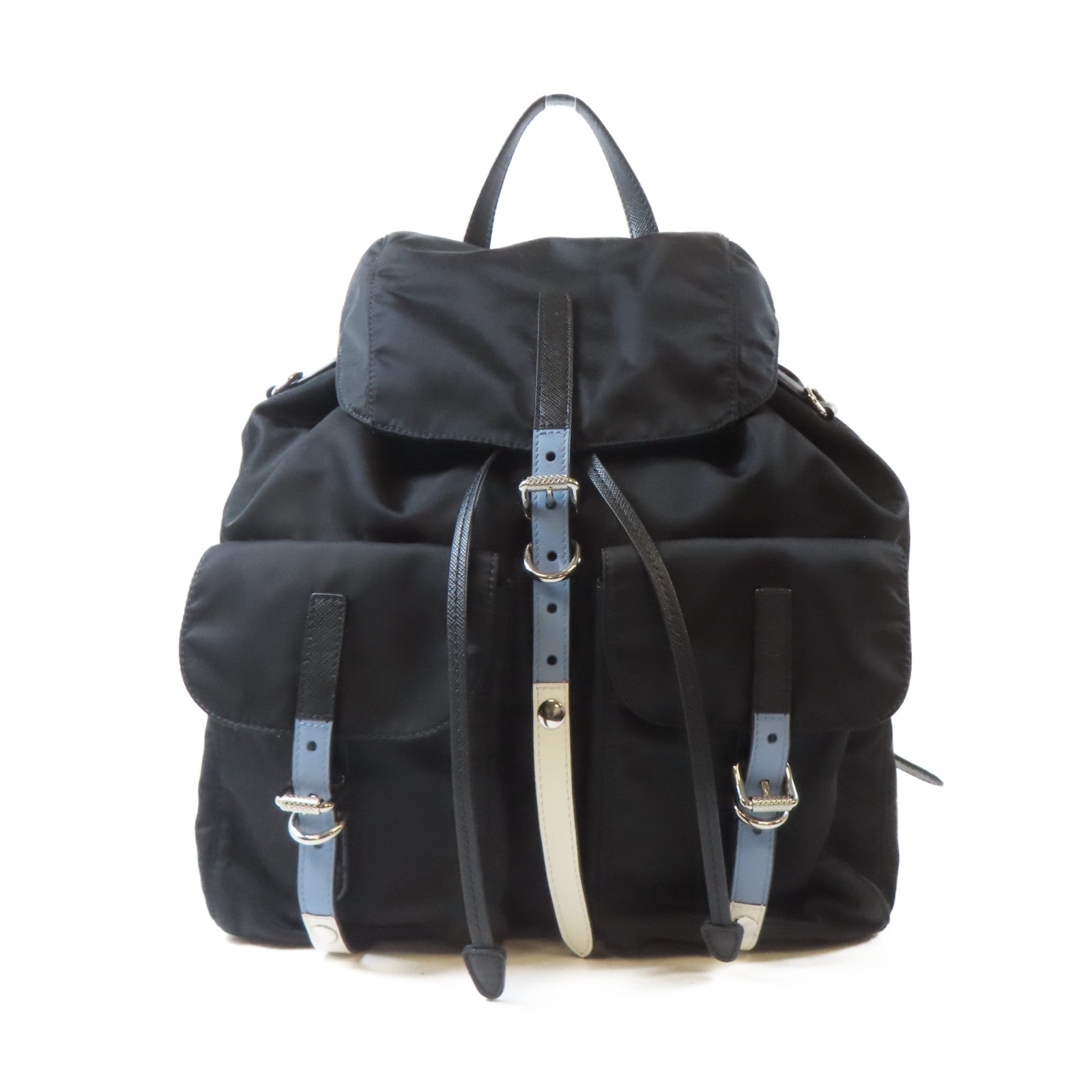 PRADA 尼龍Backpack銀扣背包黑色