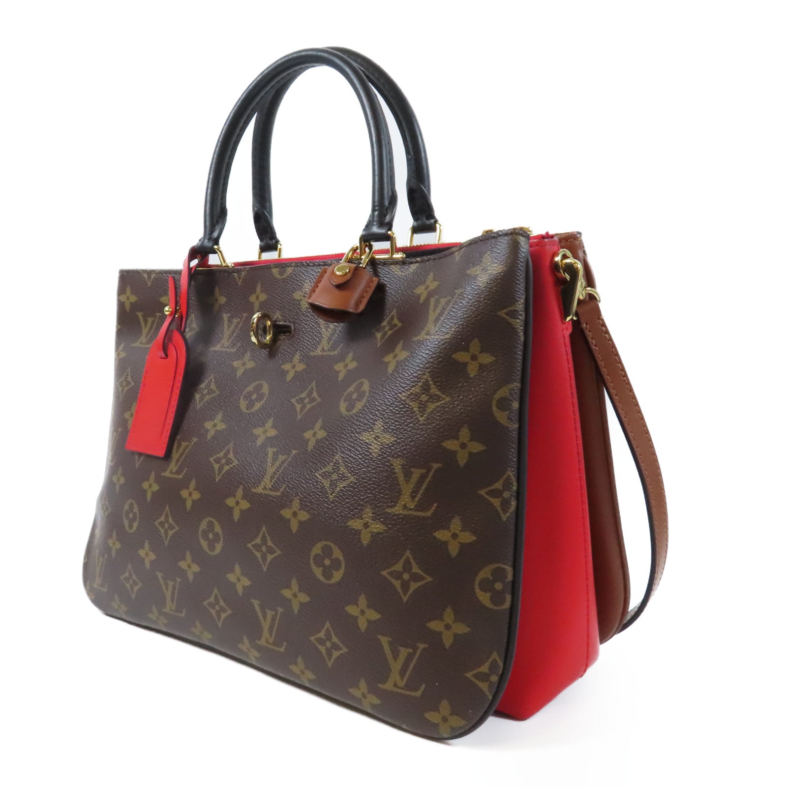 LOUIS VUITTON 【激減優惠】Monogram Millefeuille 2 Way Shoulder Bag金扣手挽肩背兩用袋啡色