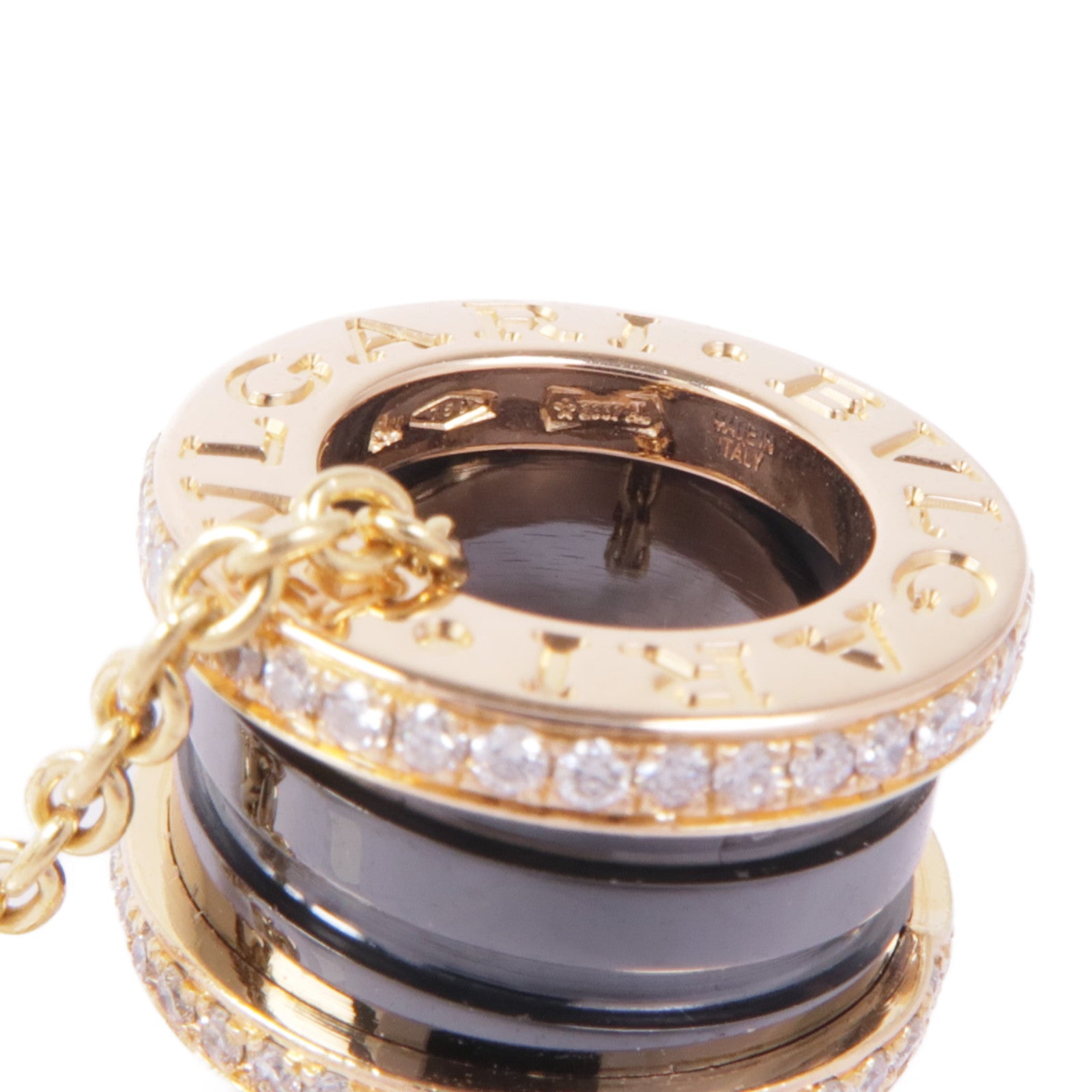 BVLGARI 18K玫瑰金/陶瓷B-Zero 1 Necklace鑽石項鍊